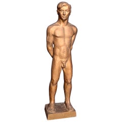 "Golden Youth, " Exceptional Nude Male Sculpture by Jared French, Cadmus estate