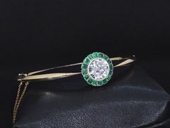 Antique Golden bracelet with diamonds and emeralds