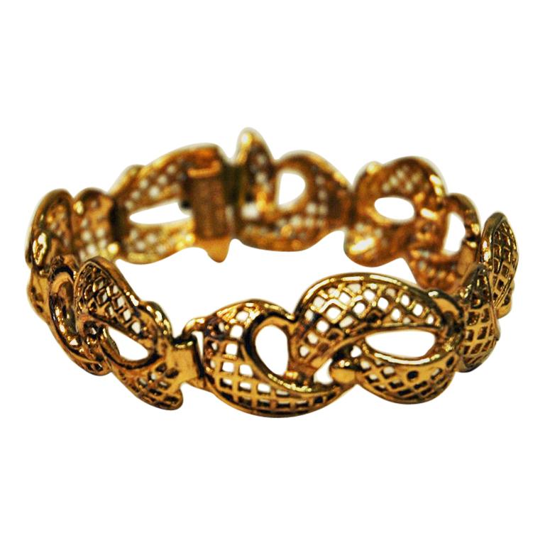 Scandinavian Modern Golden Brass Armbracelet from Finland, 1970s For Sale