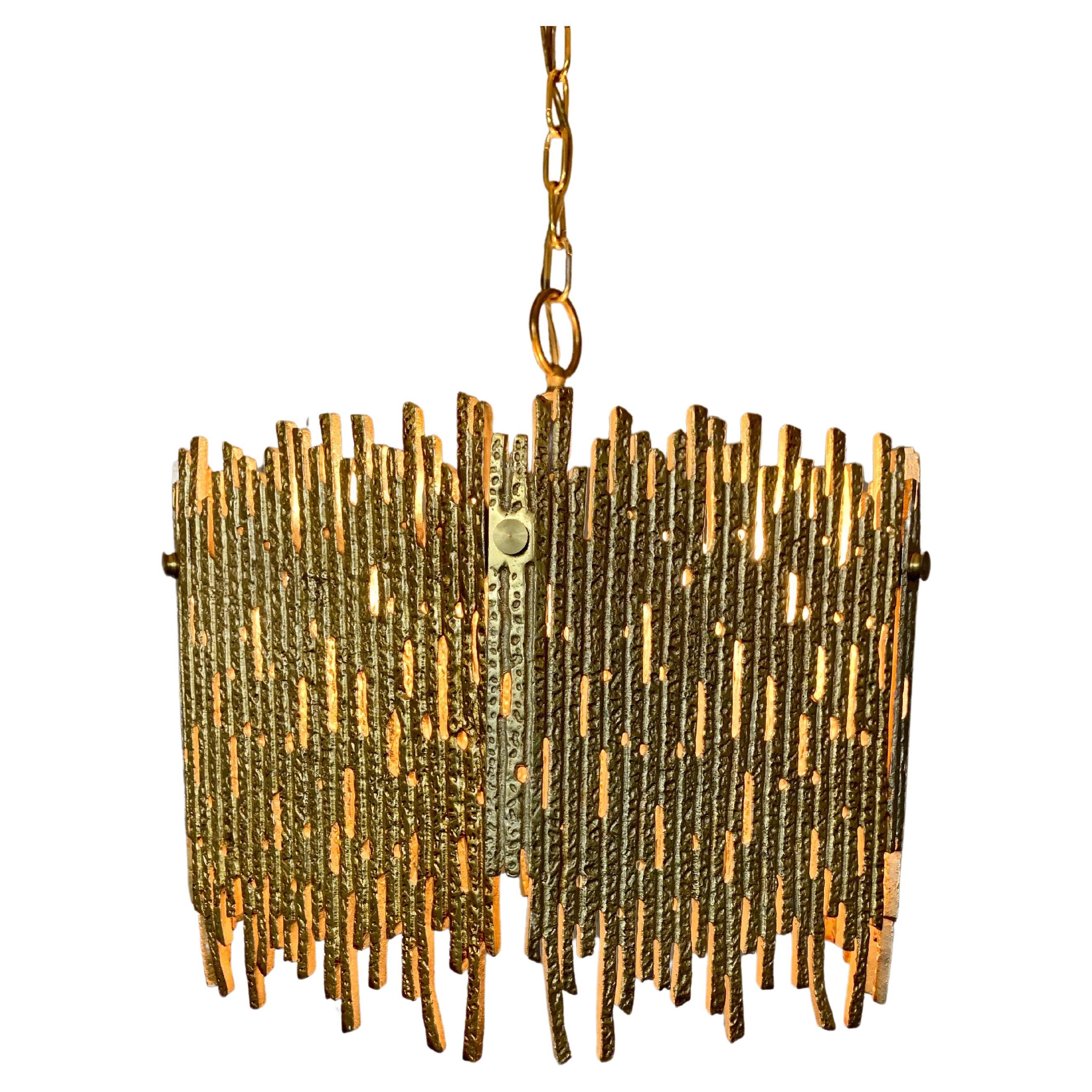 Golden Brass Brutalist Pendant by Moe Lighting
