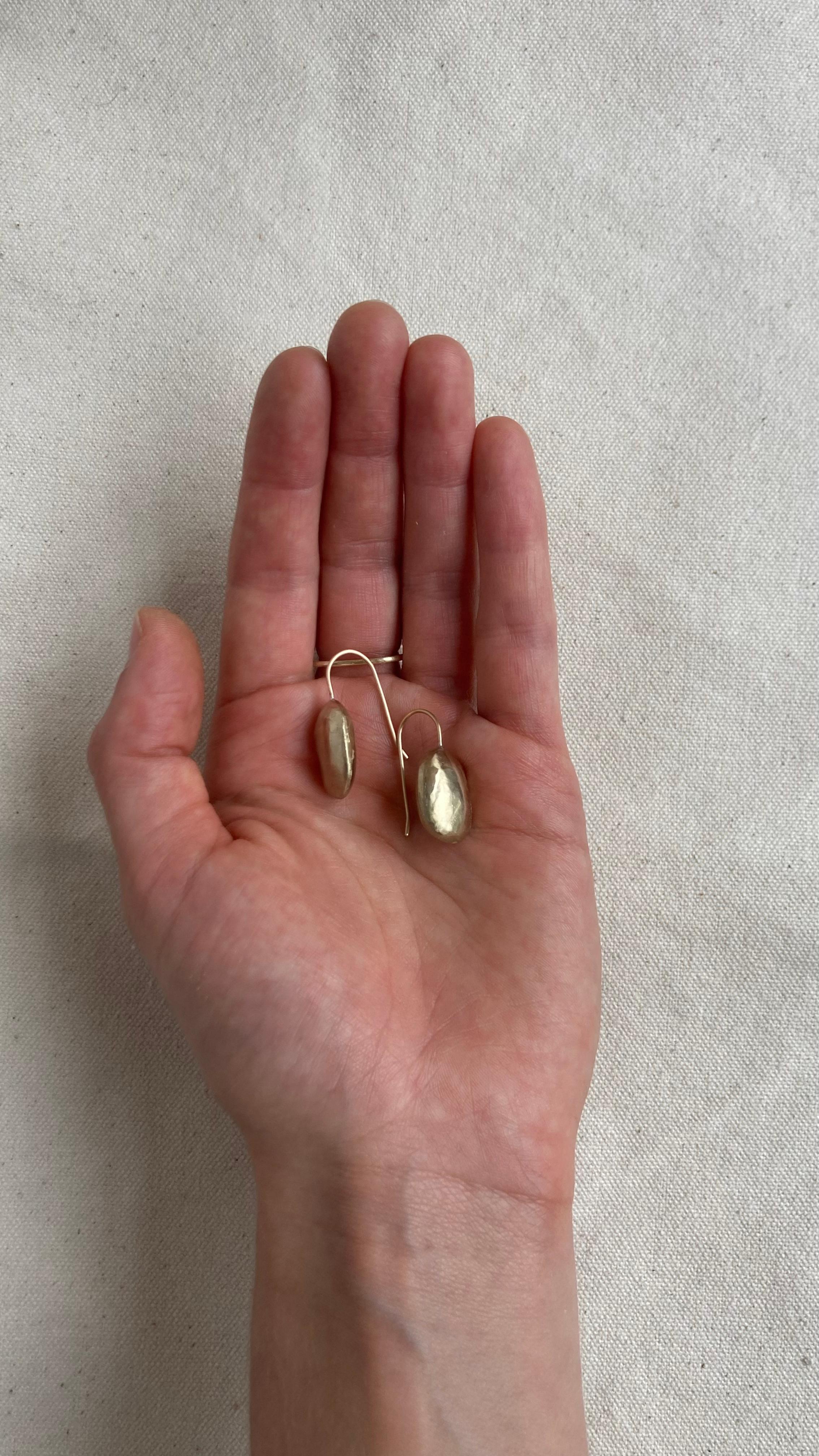 Contemporary Golden Brass Butter Bean Earrings For Sale