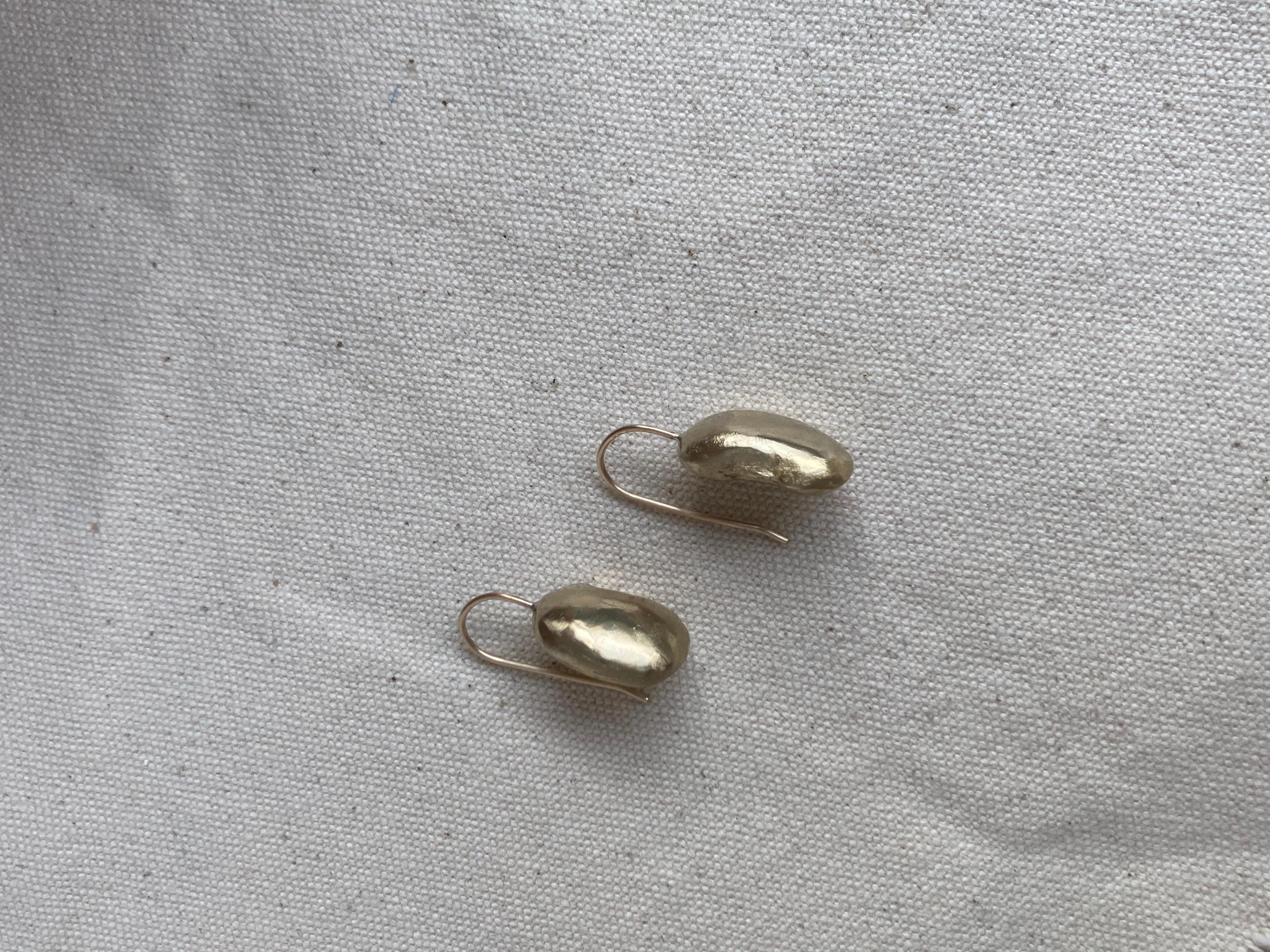 Golden Brass Butter Bean Earrings In New Condition For Sale In Glasgow, GB