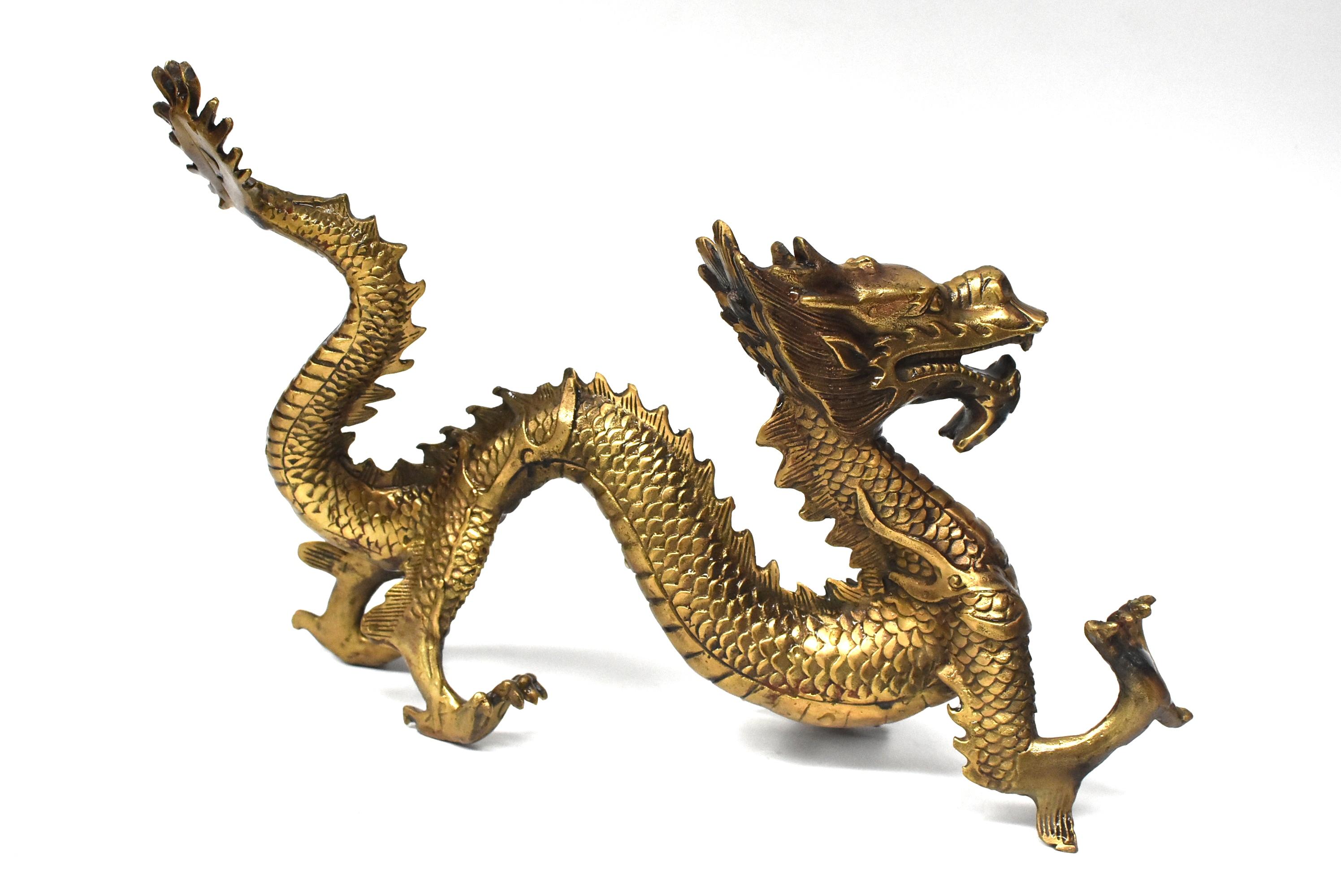 Golden Brass Dragon Statue 6