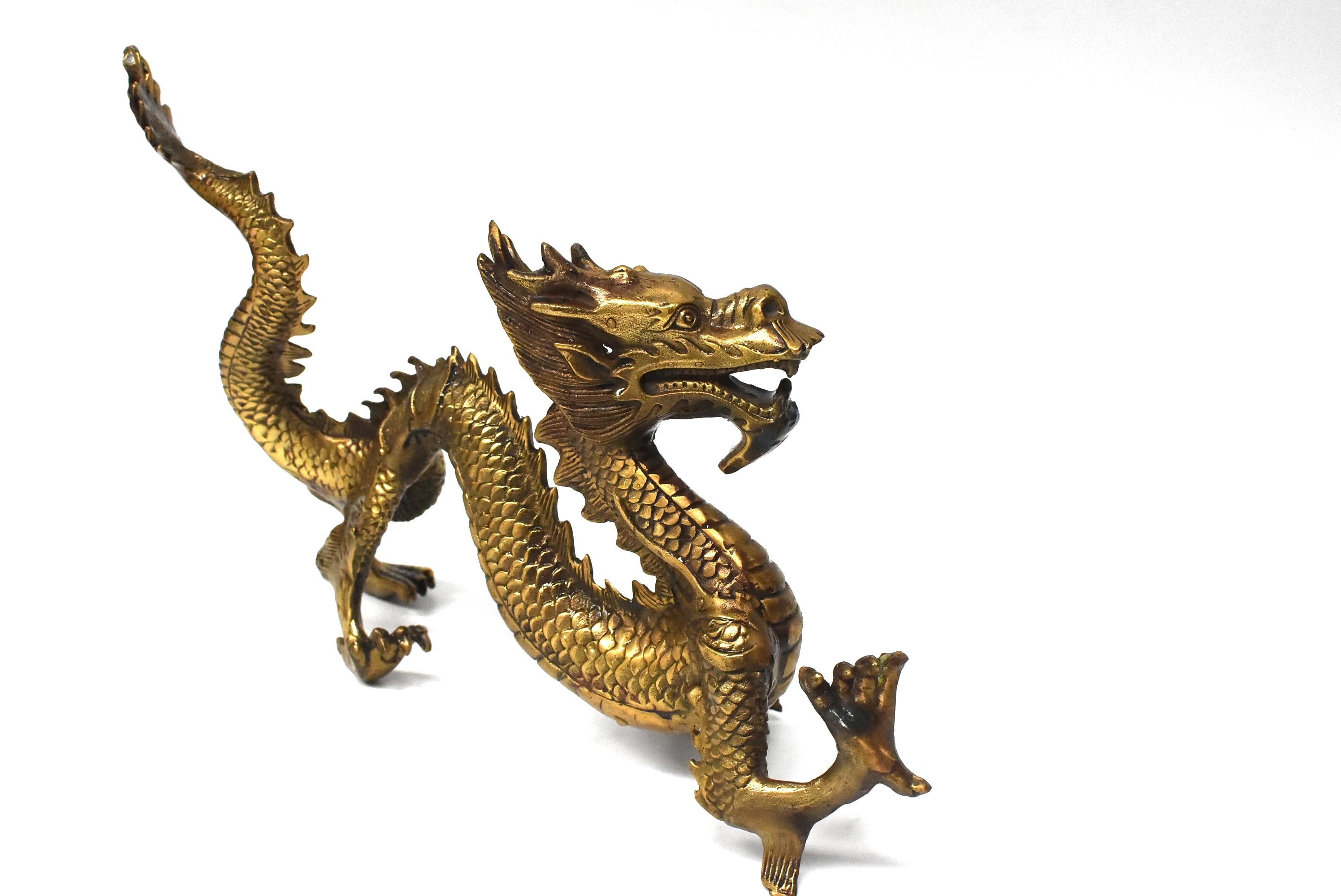 Golden Brass Dragon Statue 7