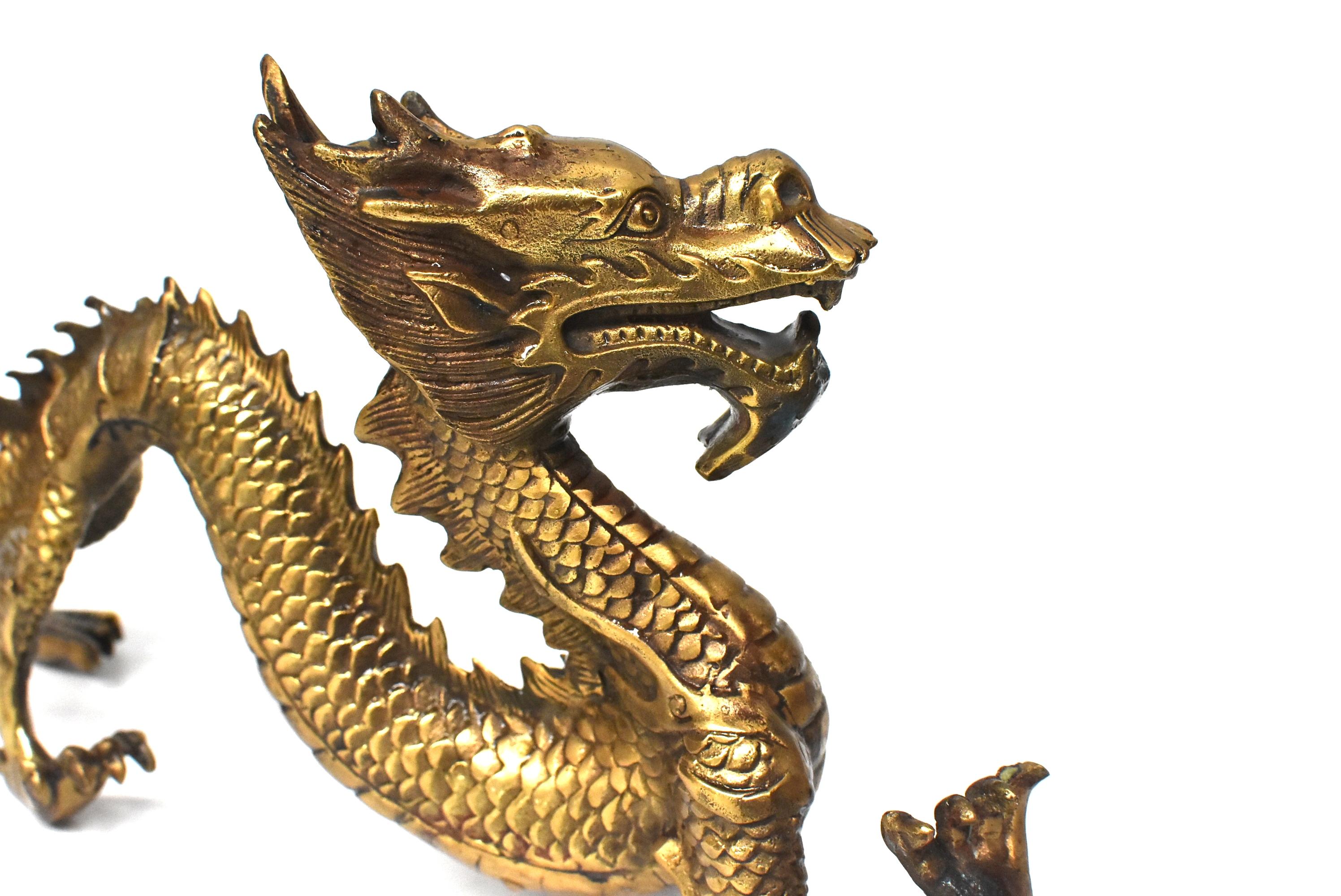 Golden Brass Dragon Statue 8