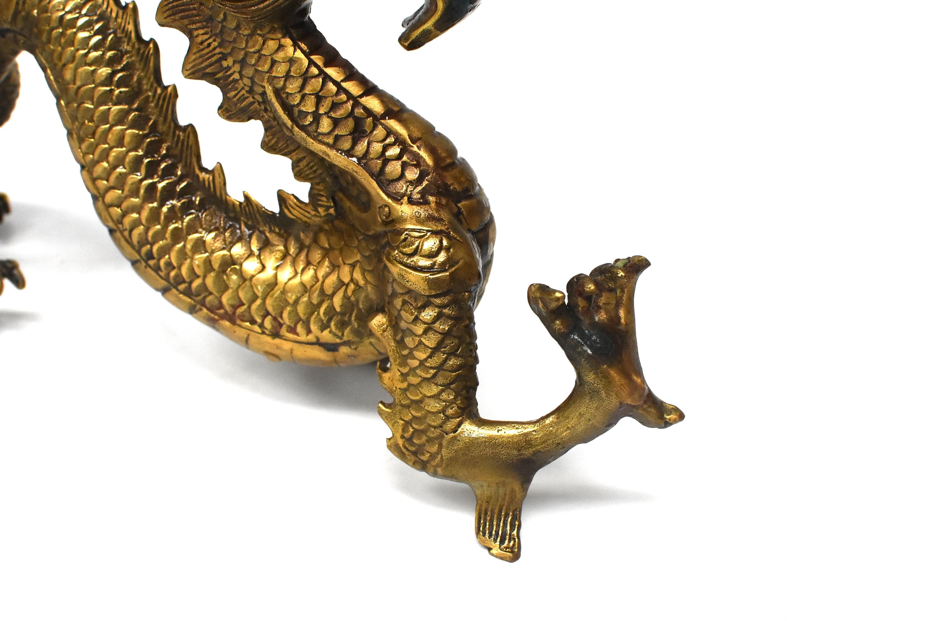Golden Brass Dragon Statue 9