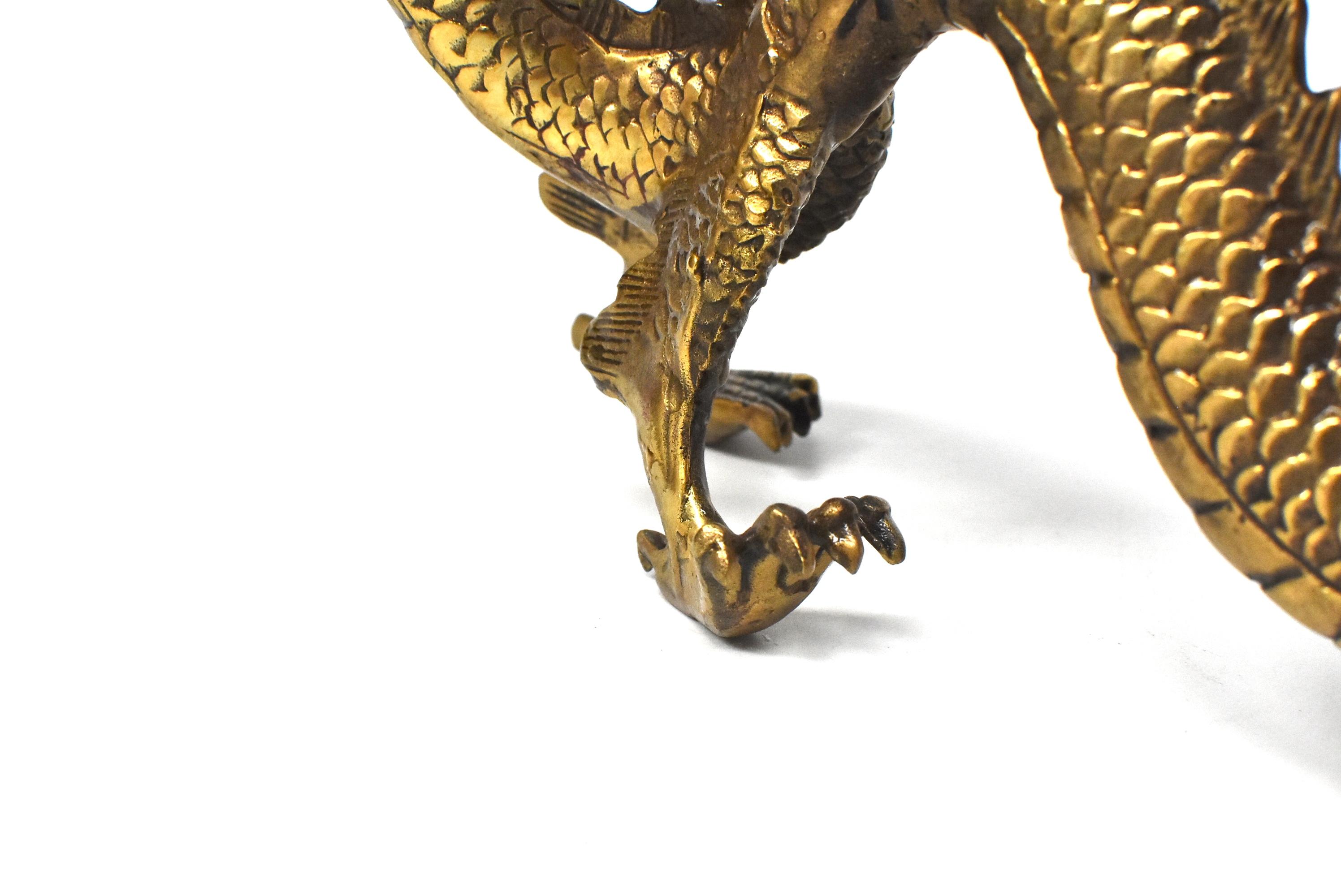 Golden Brass Dragon Statue 10