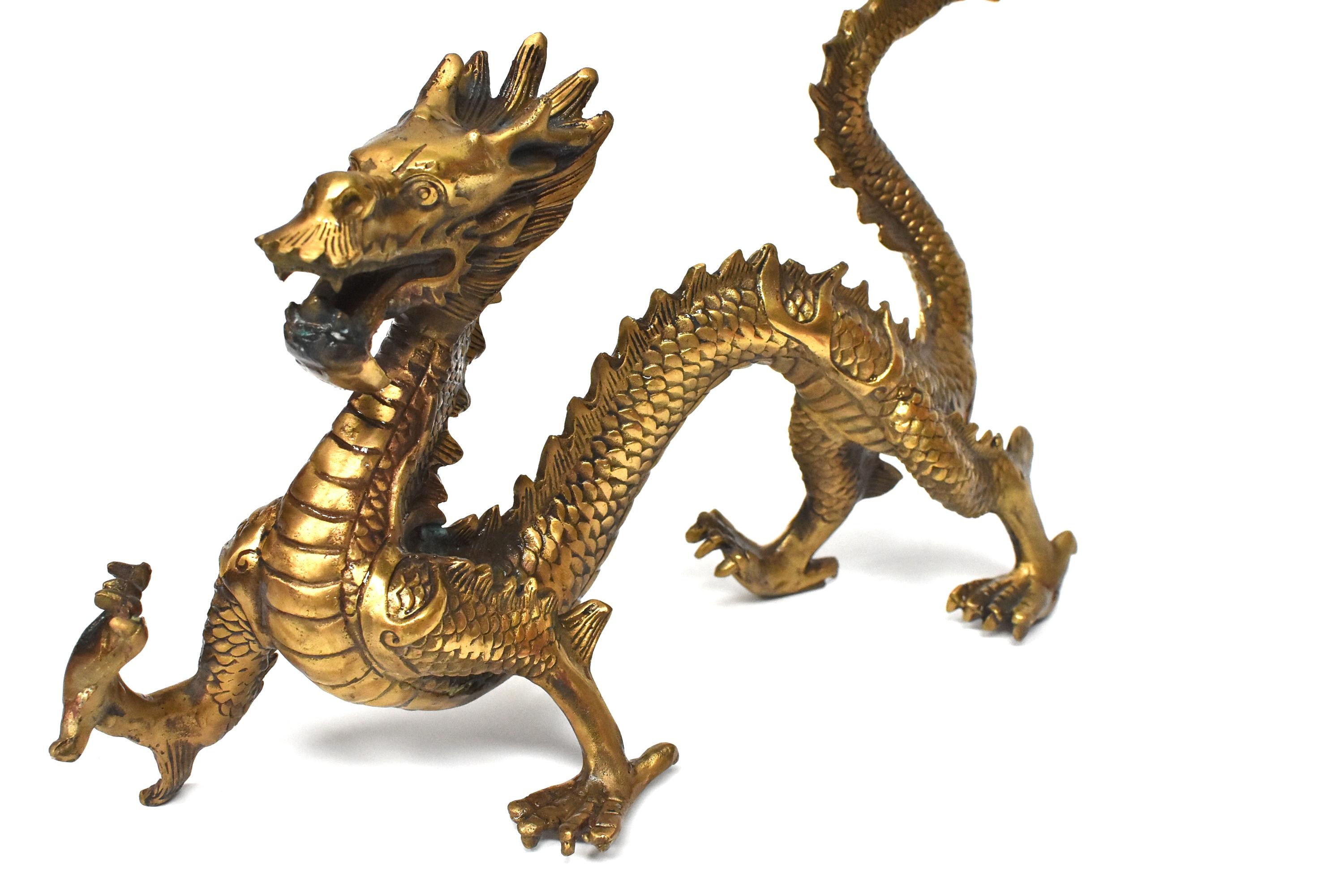 Golden Brass Dragon Statue 11