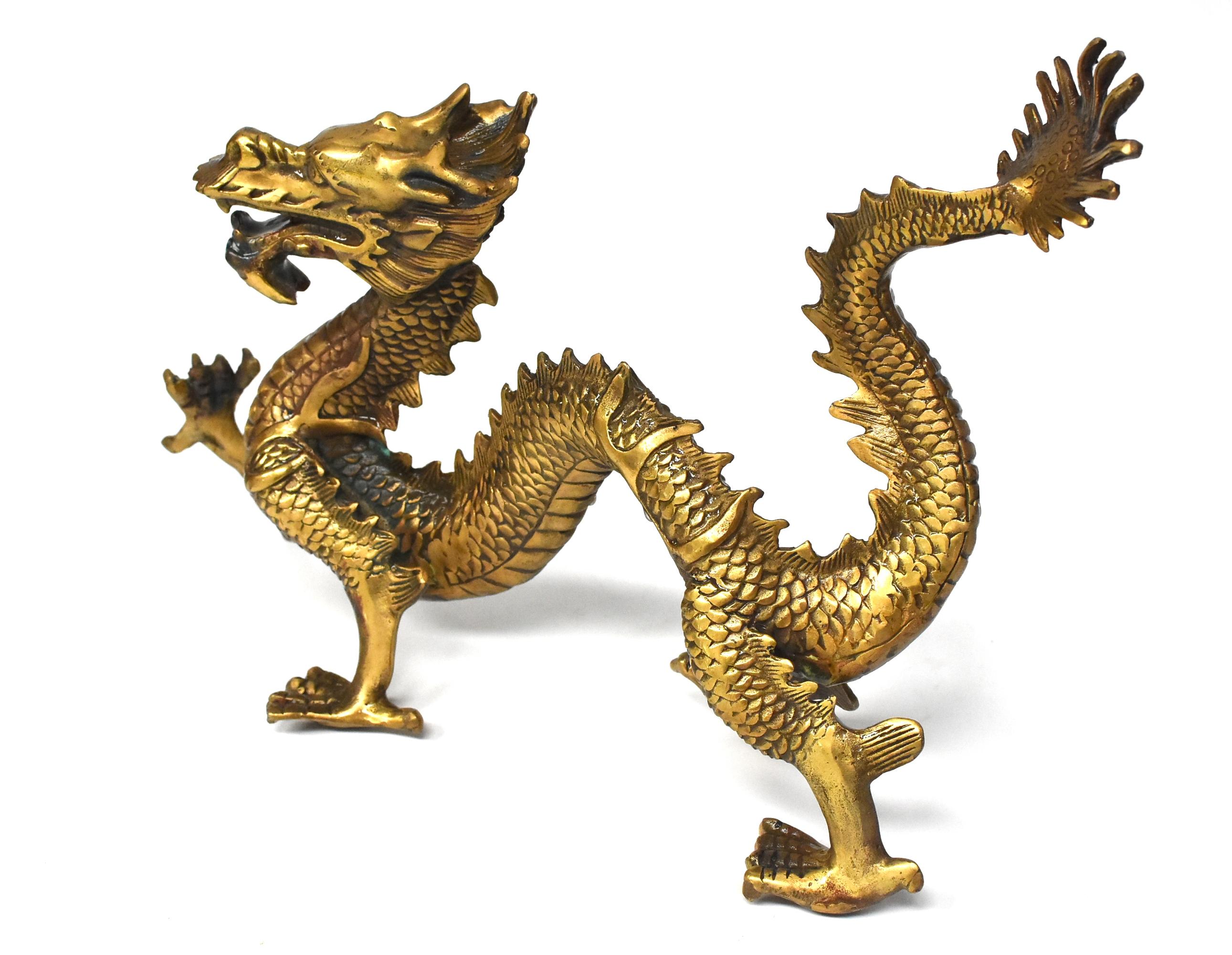 Golden Brass Dragon Statue 12