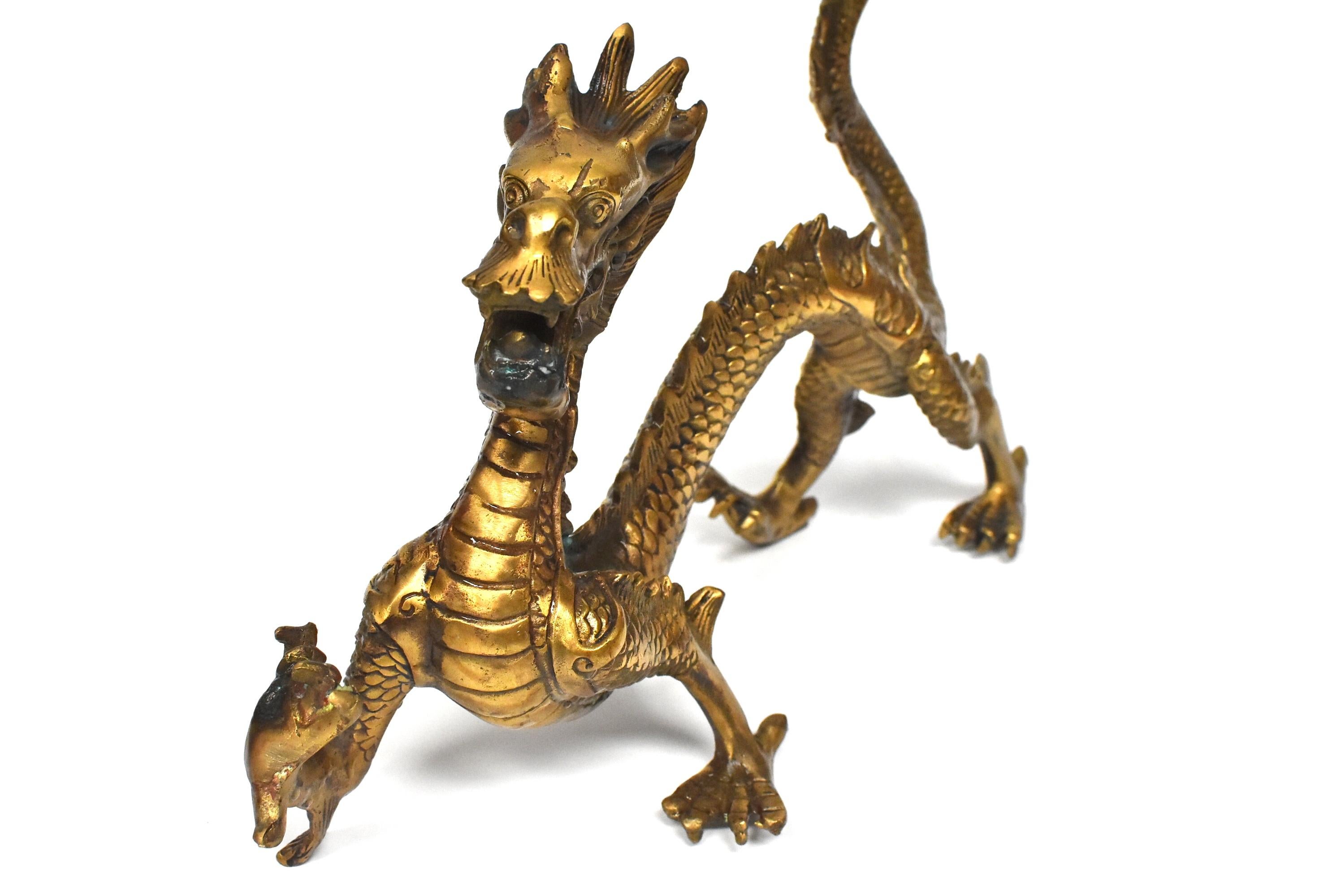 Golden Brass Dragon Statue 13