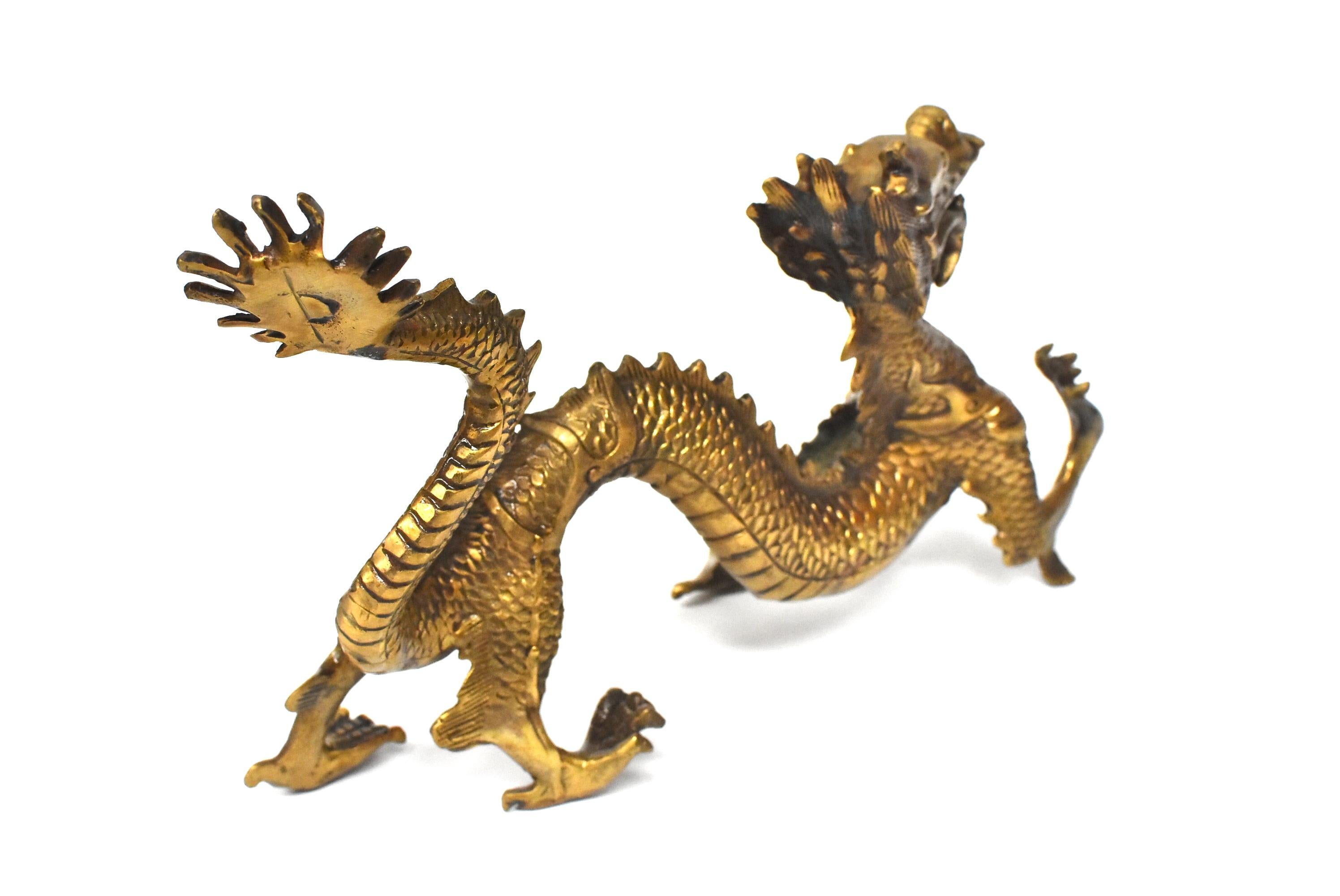 Golden Brass Dragon Statue 14