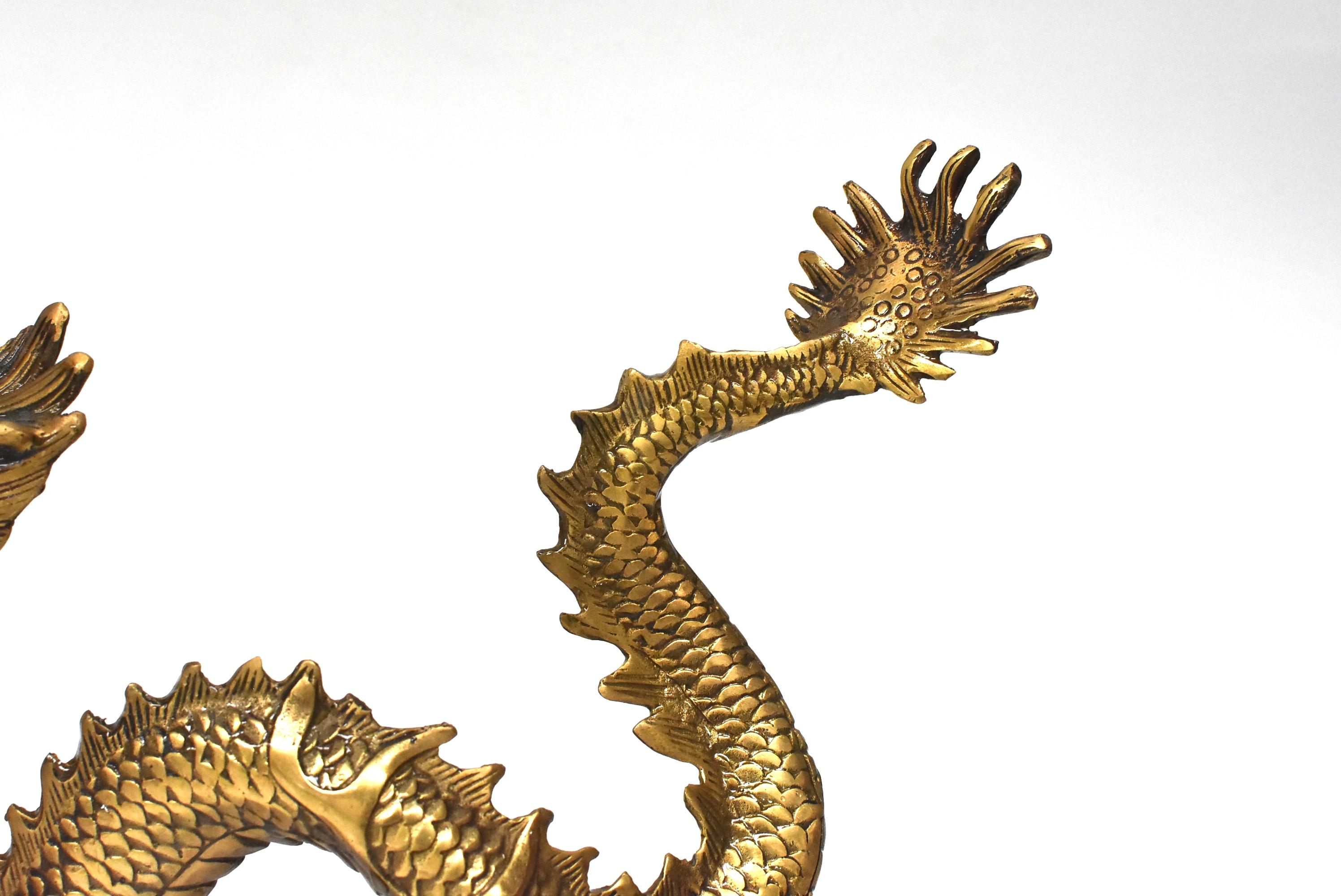 Golden Brass Dragon Statue 1