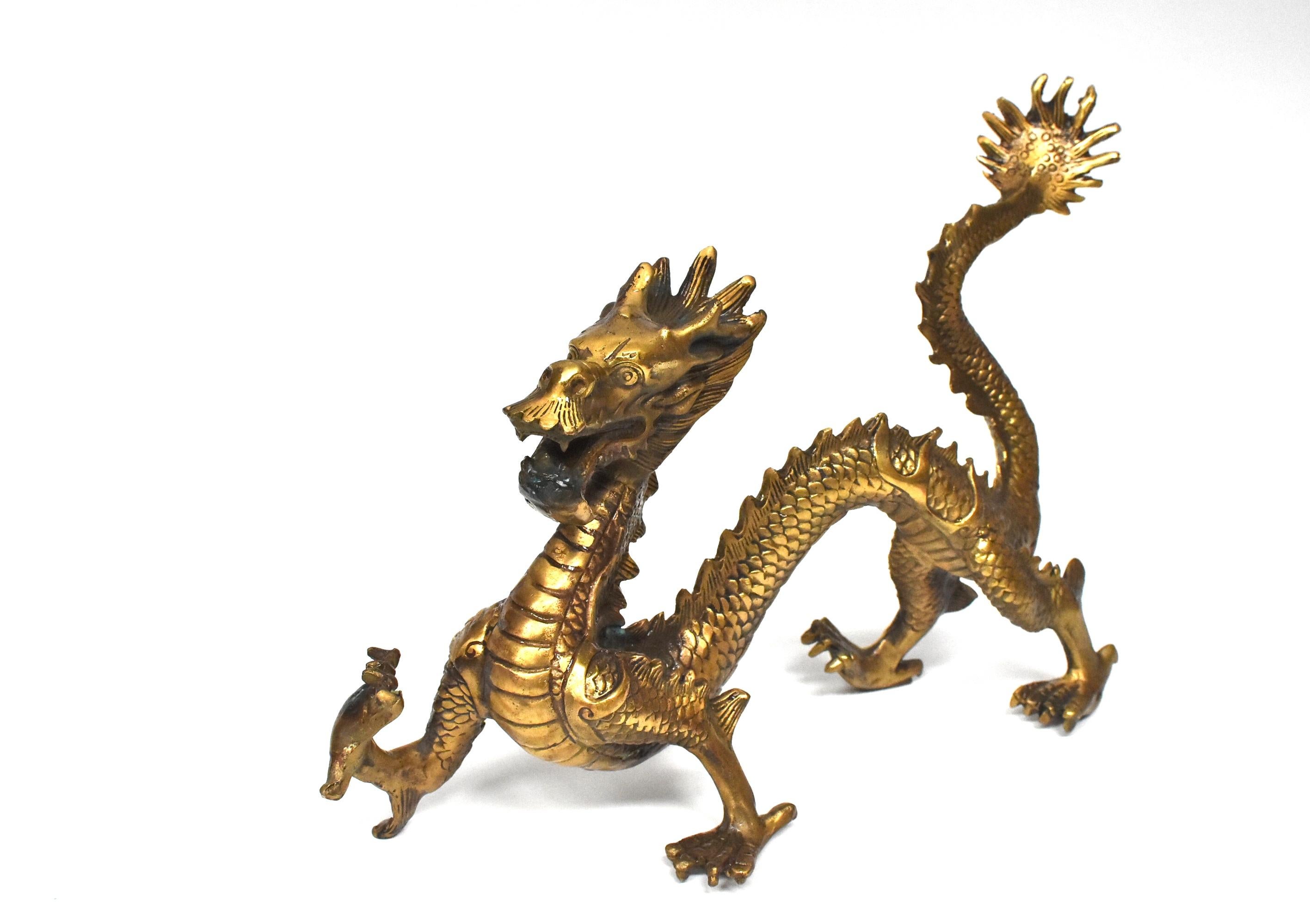 Golden Brass Dragon Statue 2