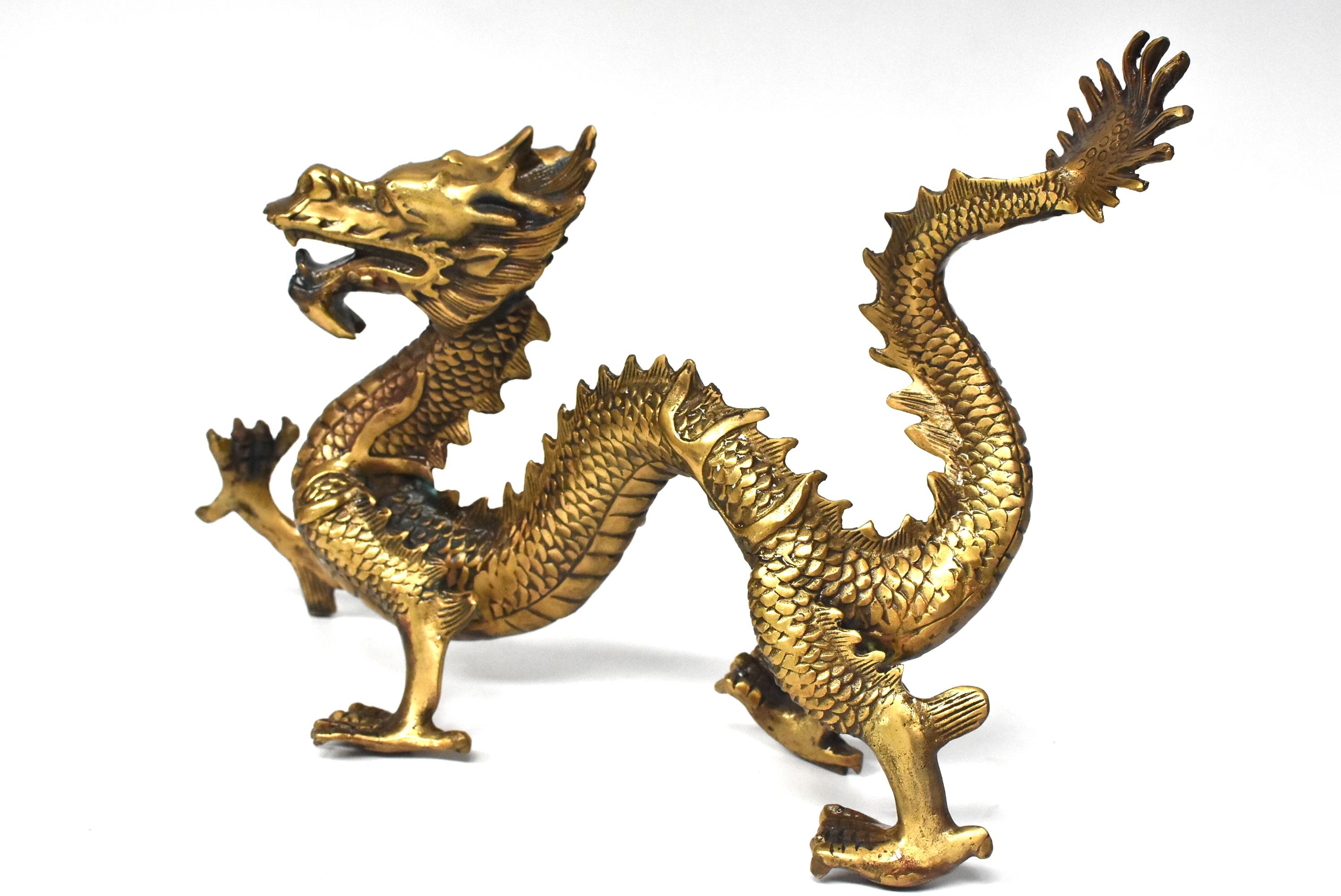 Golden Brass Dragon Statue 3