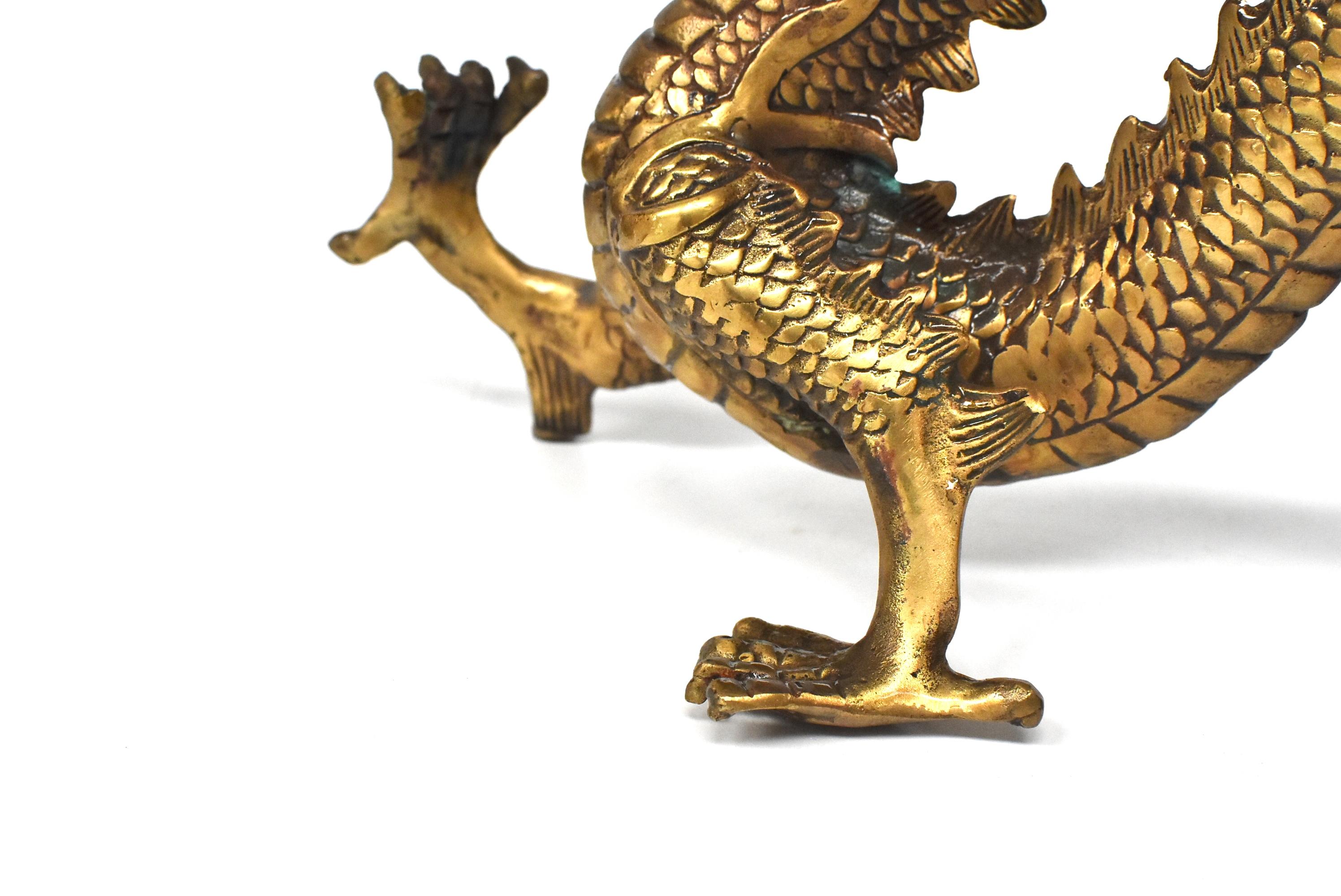 Golden Brass Dragon Statue 4