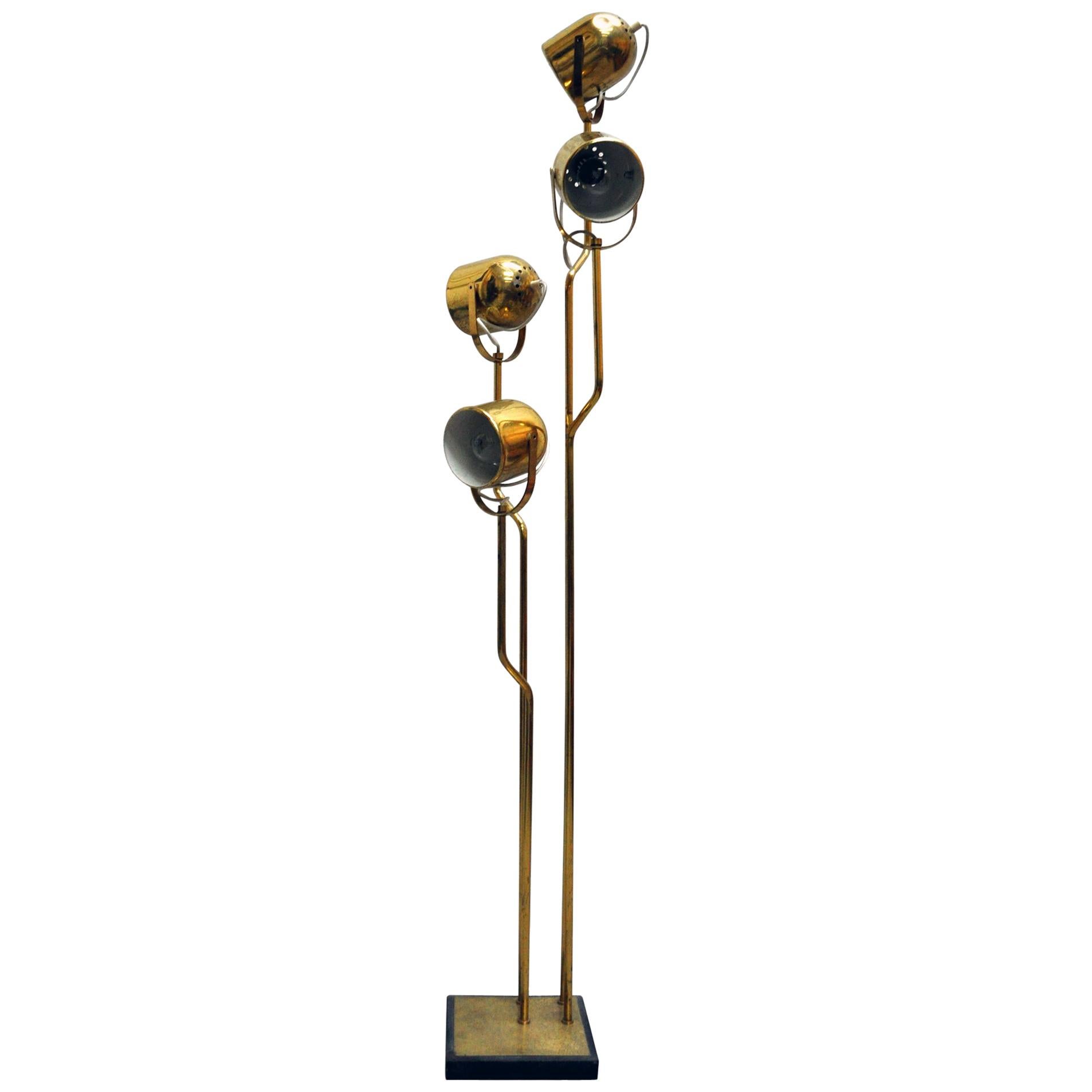 Golden Brass Floor Lamp by Goffredo Reggiani, 1970s For Sale