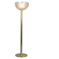 Golden brass floor lamp with 3 half-spheres in golden bubbled glass Carlo Nason