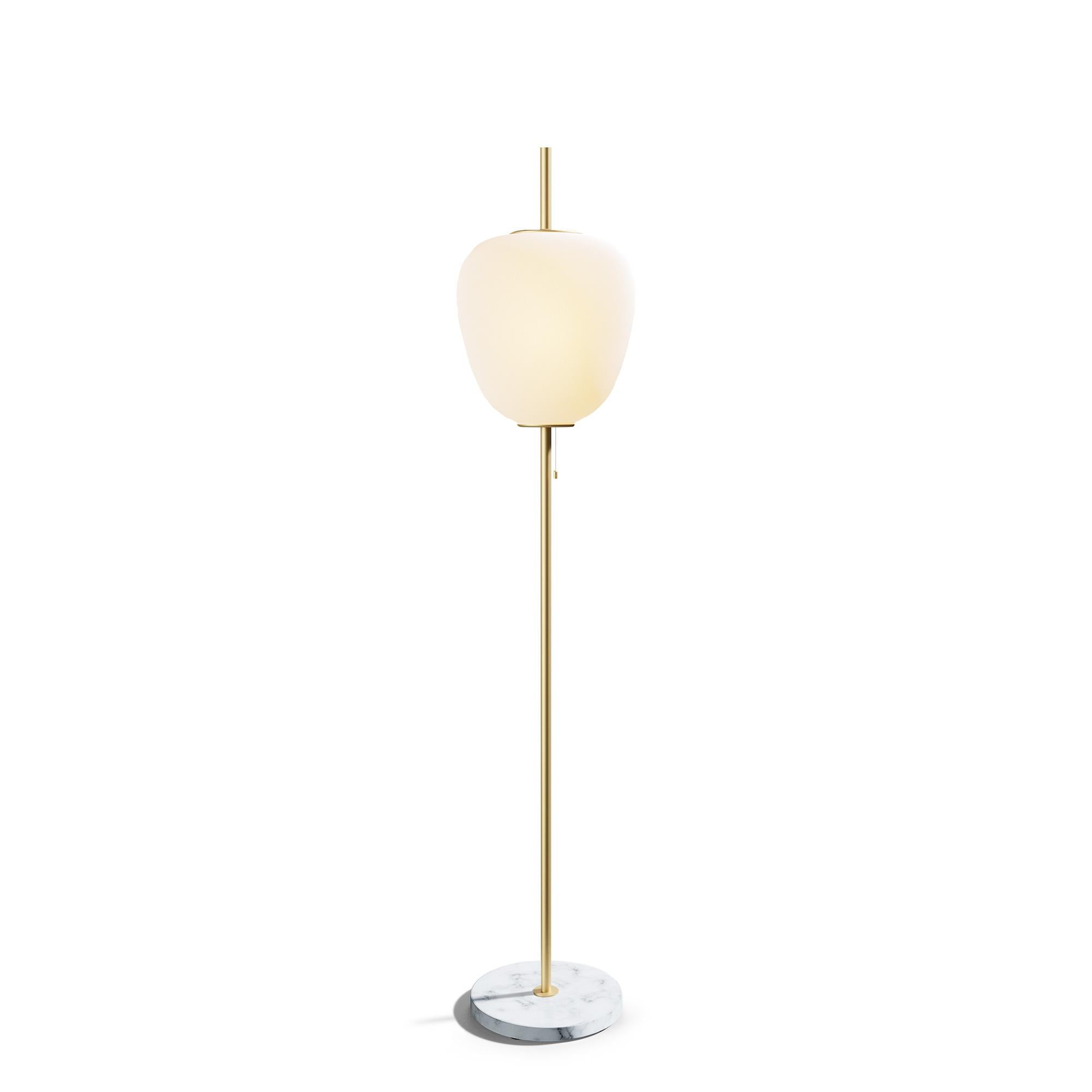 Glass Golden Brass J14 Floor Lamp by Disderot For Sale