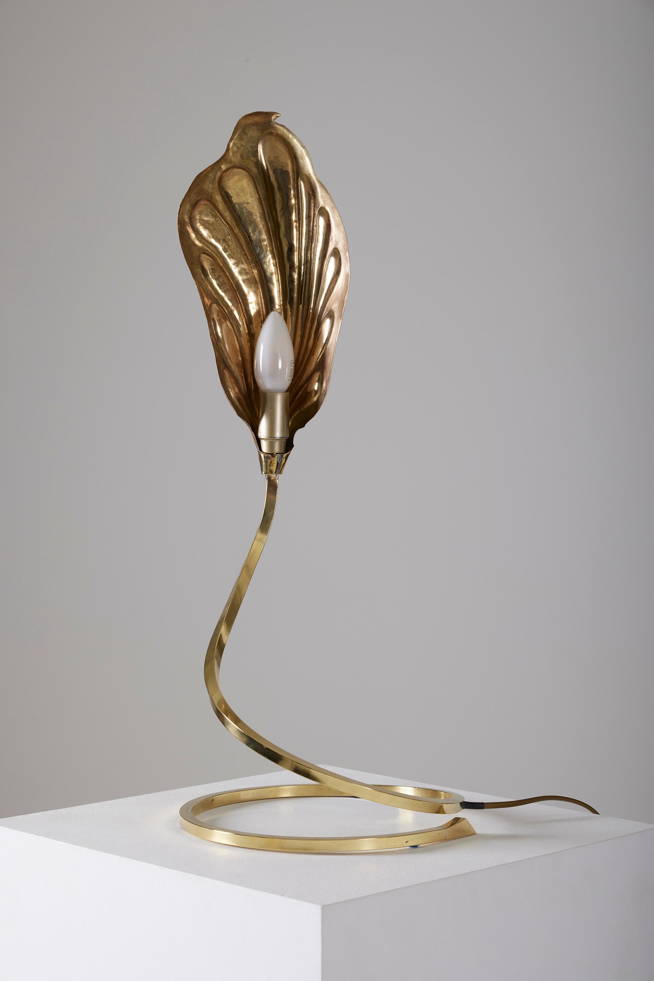 Brass Golden brass lamp by Tommaso Barbi For Sale