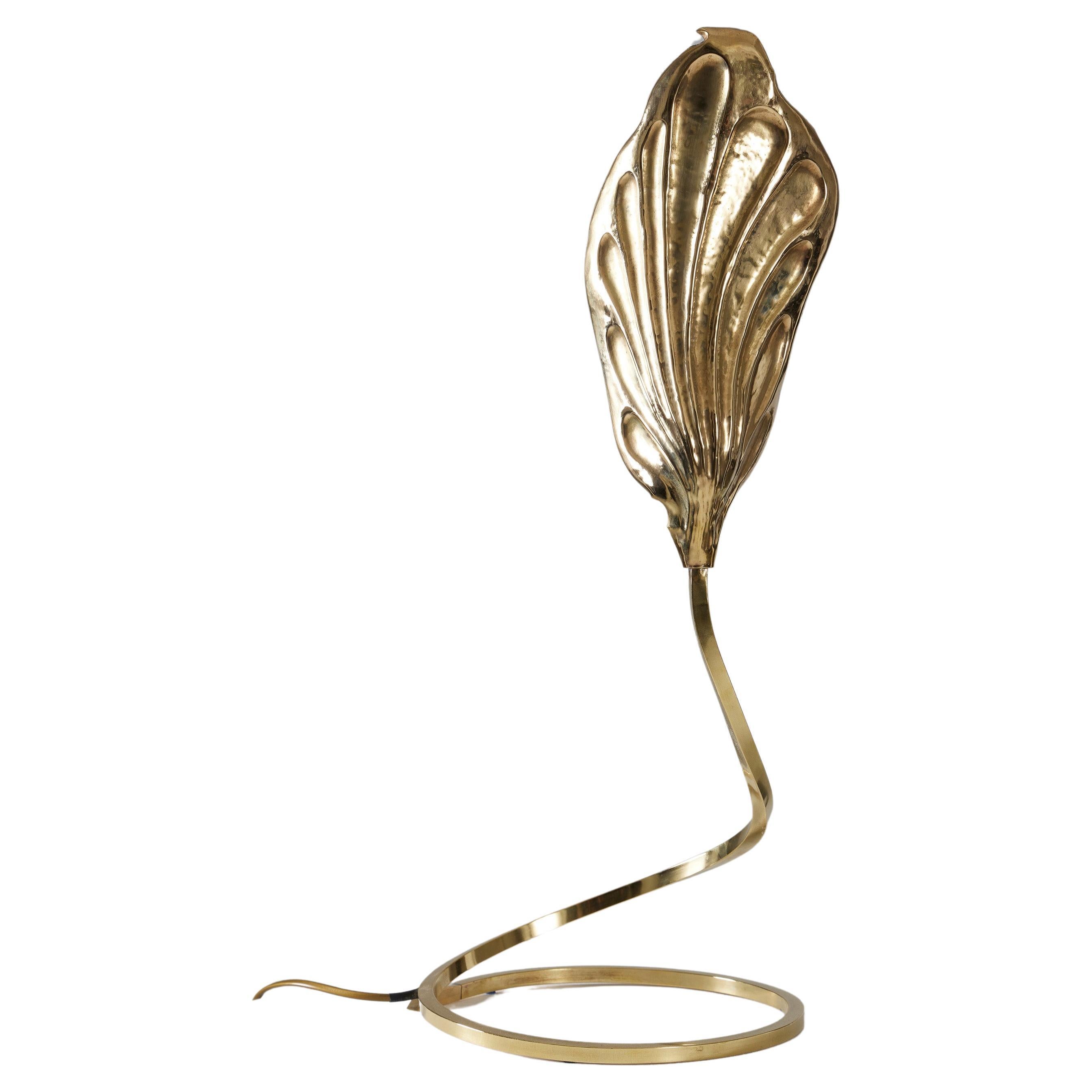 Golden brass lamp by Tommaso Barbi For Sale
