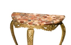Golden Brass Marble Demi-lune Credenza, 20th Century