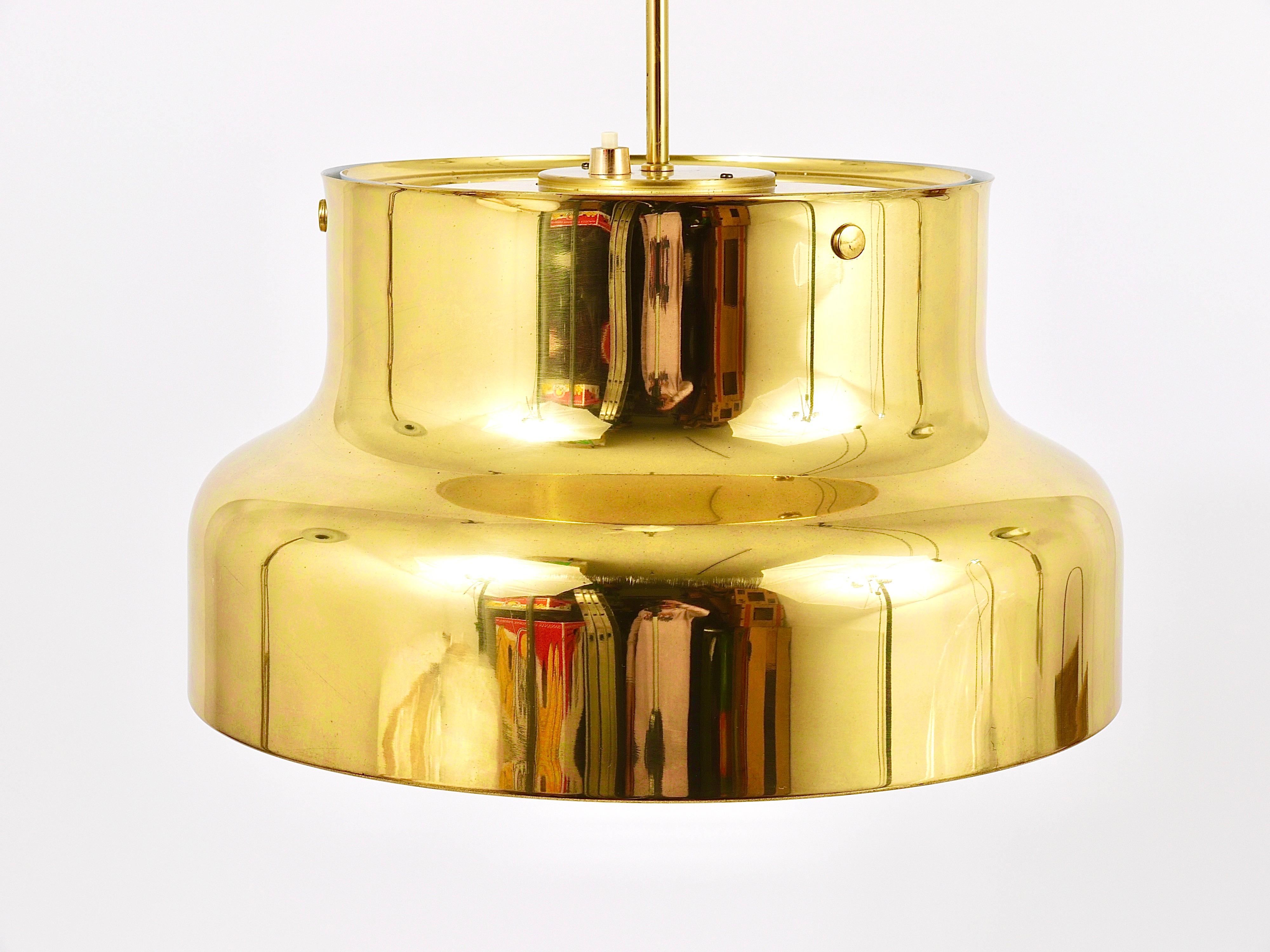 Golden Brass Pendant Lamp Bumling, Anders Pehrson, Atelj�é Lyktan, Sweden, 1960s 3