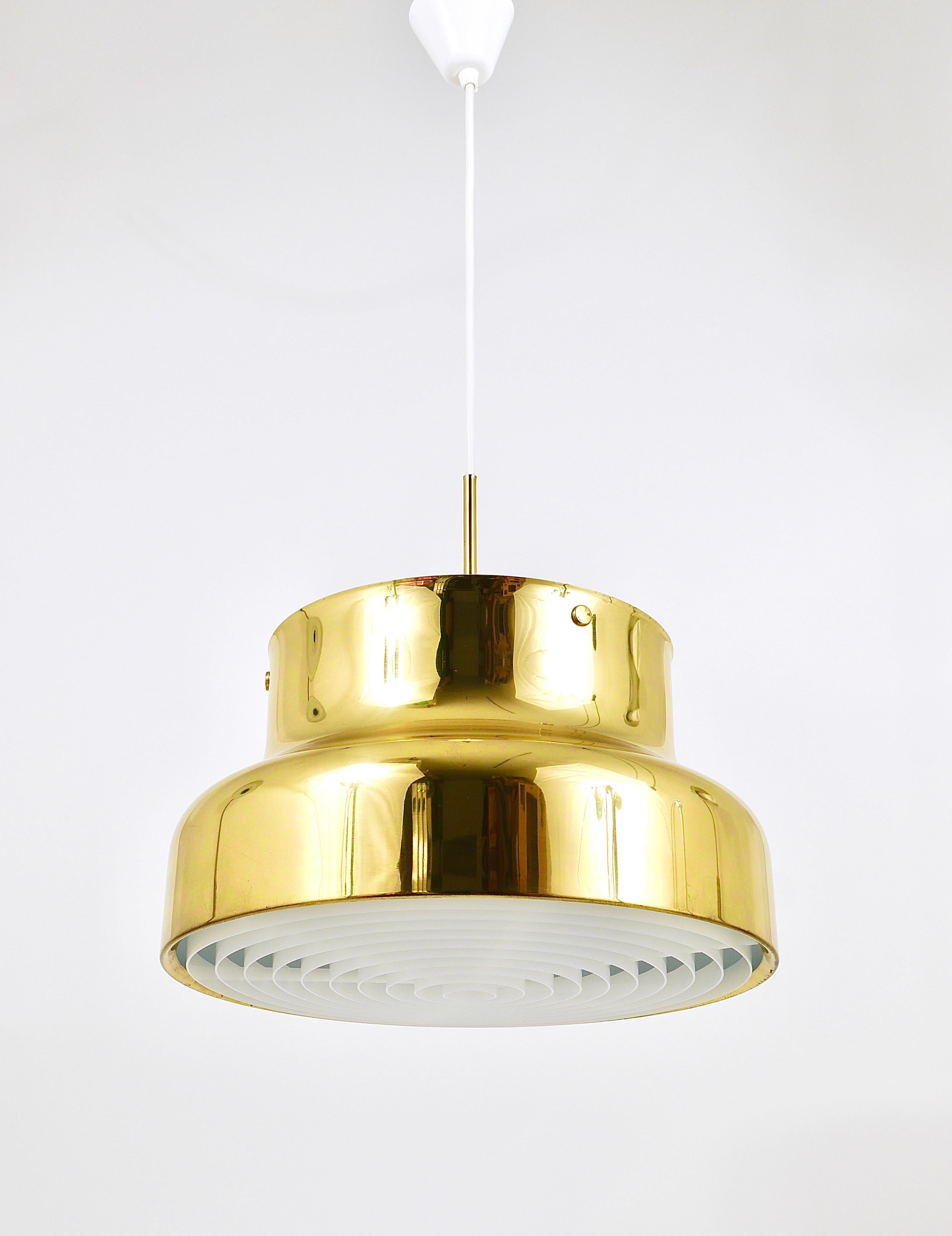 Golden Brass Pendant Lamp Bumling, Anders Pehrson, Ateljé Lyktan, Sweden, 1960s 9