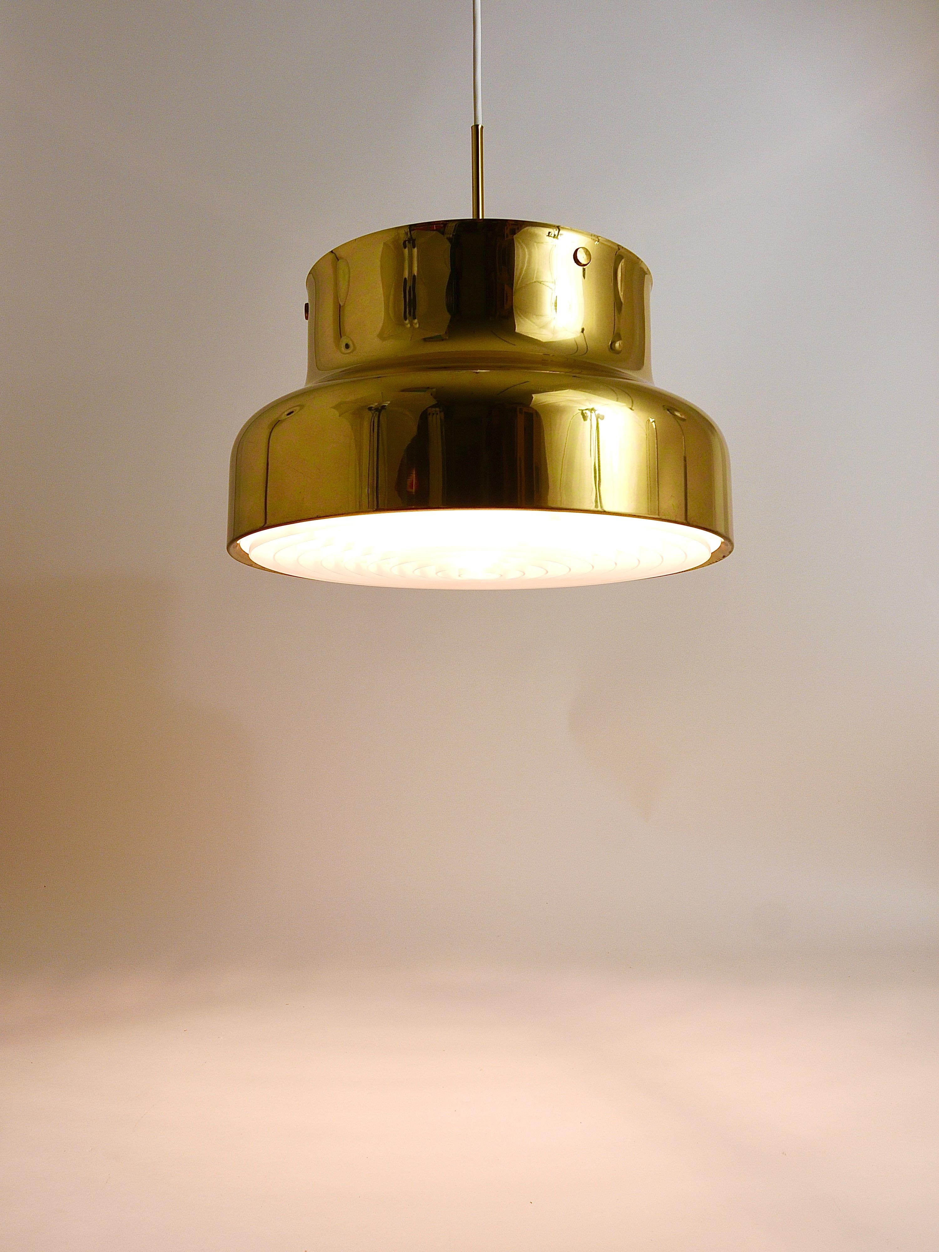Golden Brass Pendant Lamp Bumling, Anders Pehrson, Ateljé Lyktan, Sweden, 1960s 11
