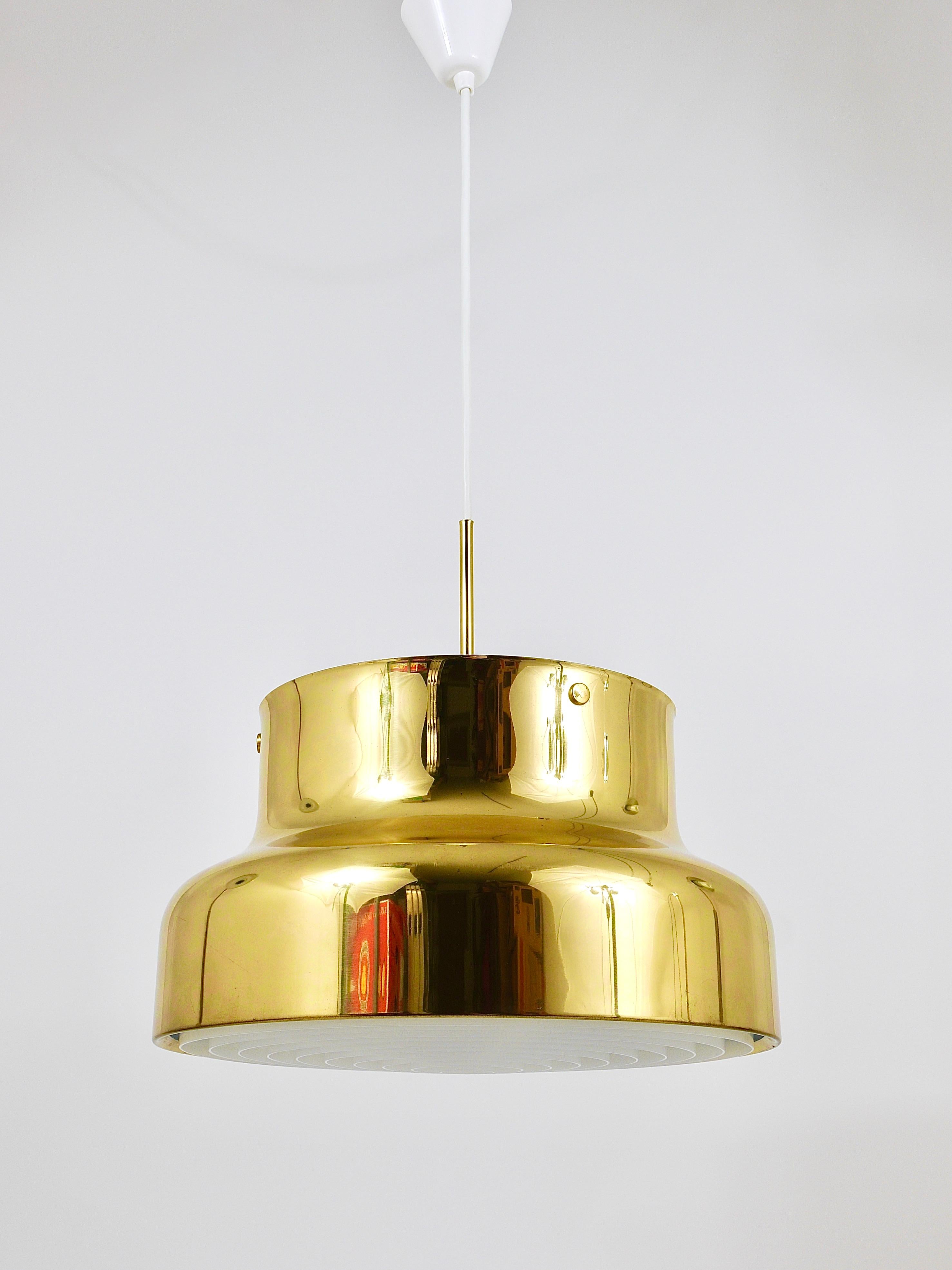 Mid-Century Modern Golden Brass Pendant Lamp Bumling, Anders Pehrson, Ateljé Lyktan, Sweden, 1960s