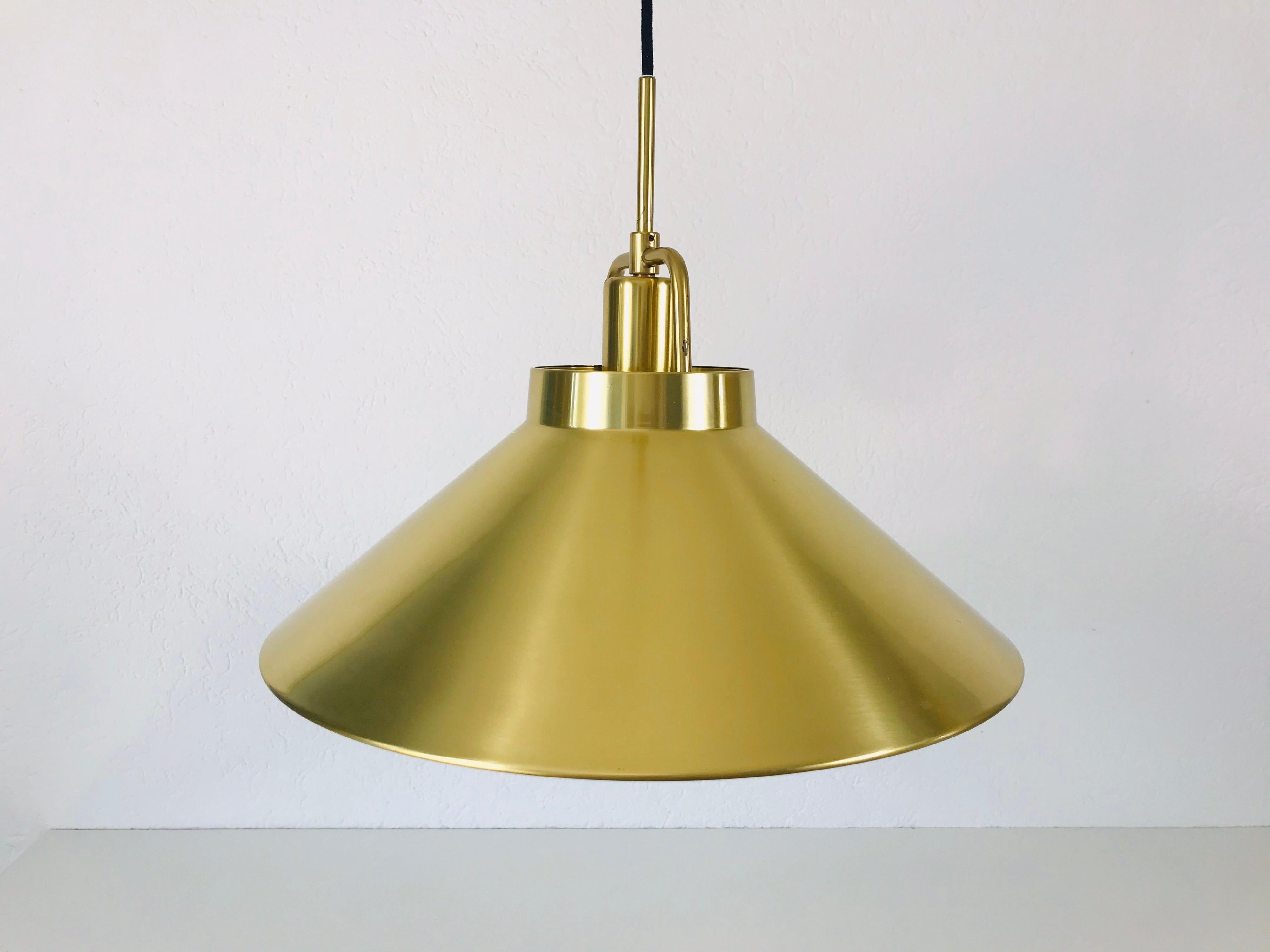 Golden Brass Pendant Lamp by Fritz Schlägel for Lyfa, 1970s 4
