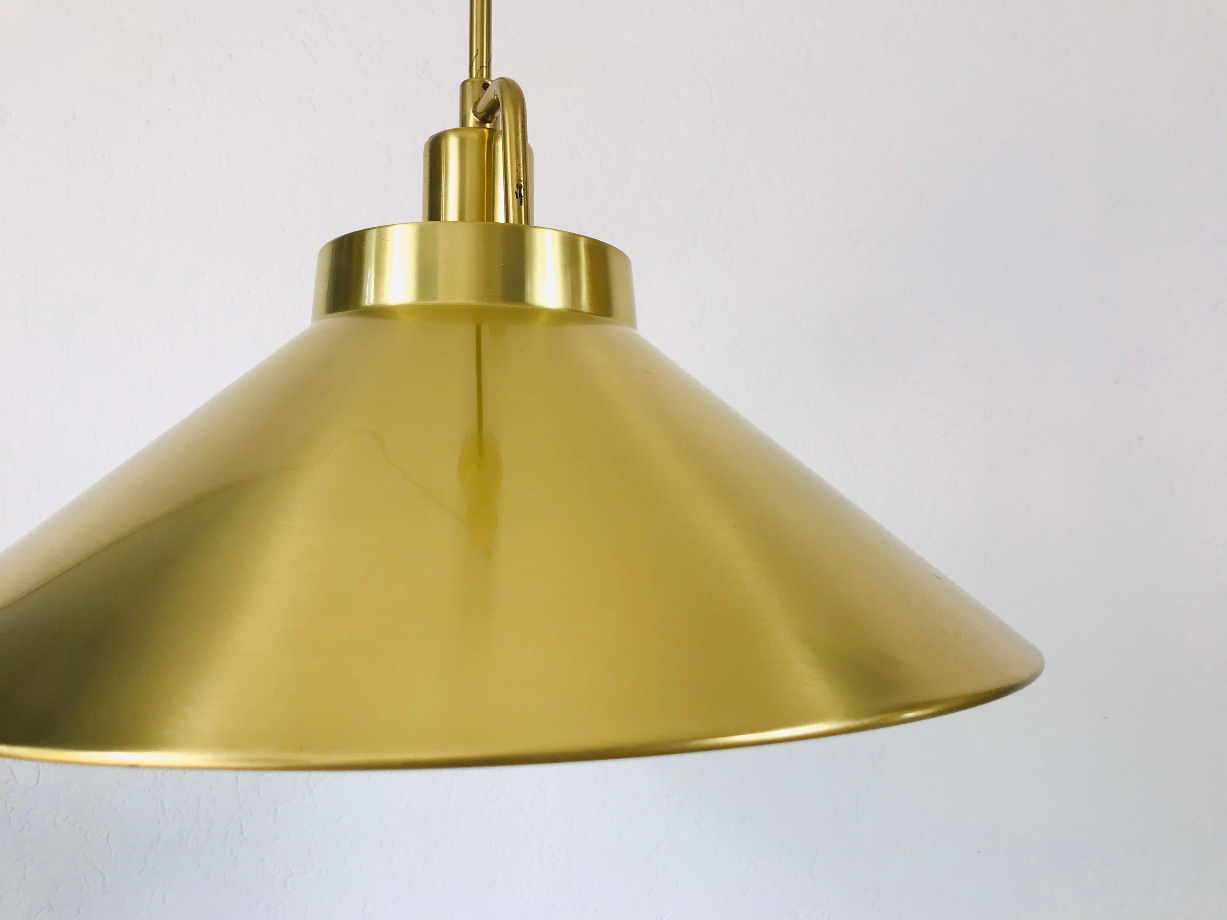 Golden Brass Pendant Lamp by Fritz Schlägel for Lyfa, 1970s 5