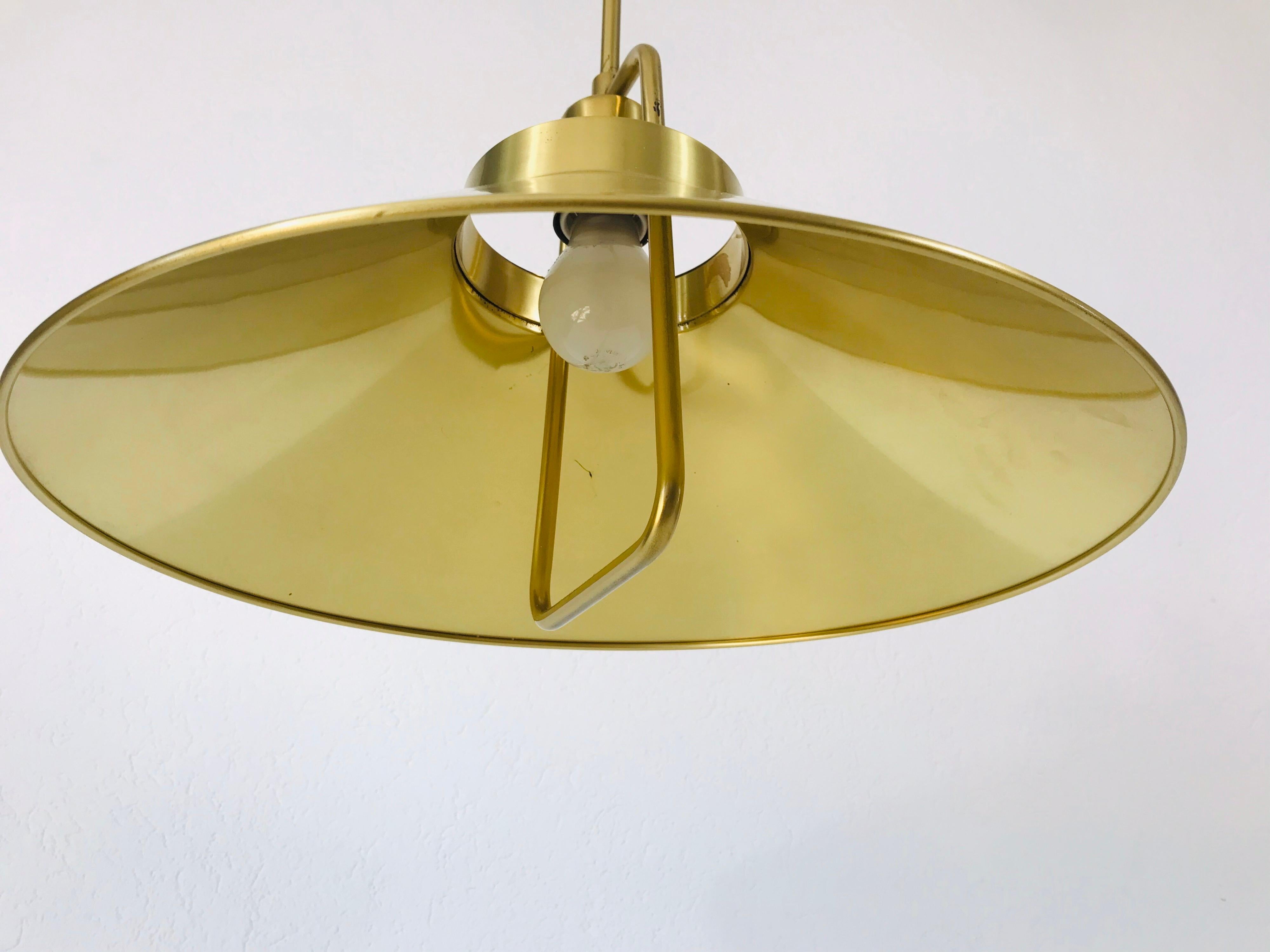 Golden Brass Pendant Lamp by Fritz Schlägel for Lyfa, 1970s 6