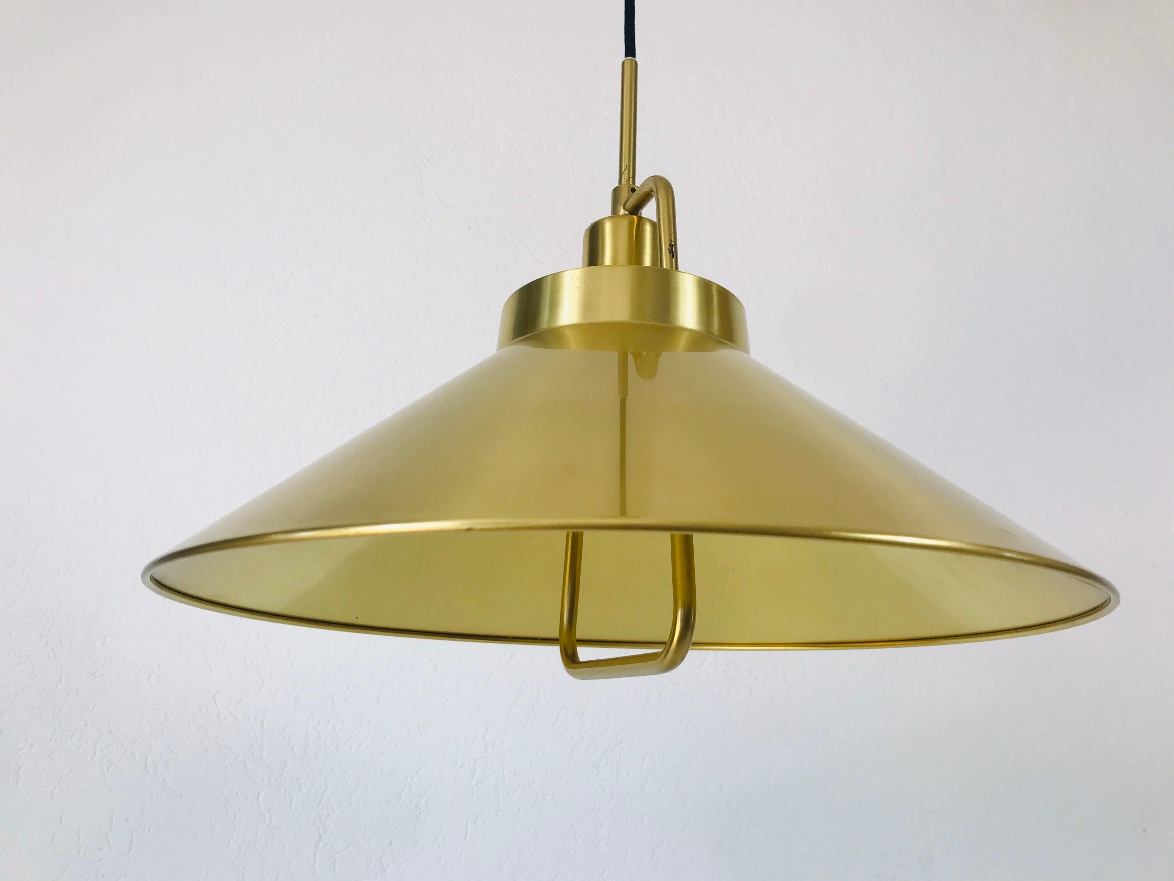 Golden Brass Pendant Lamp by Fritz Schlägel for Lyfa, 1970s 7