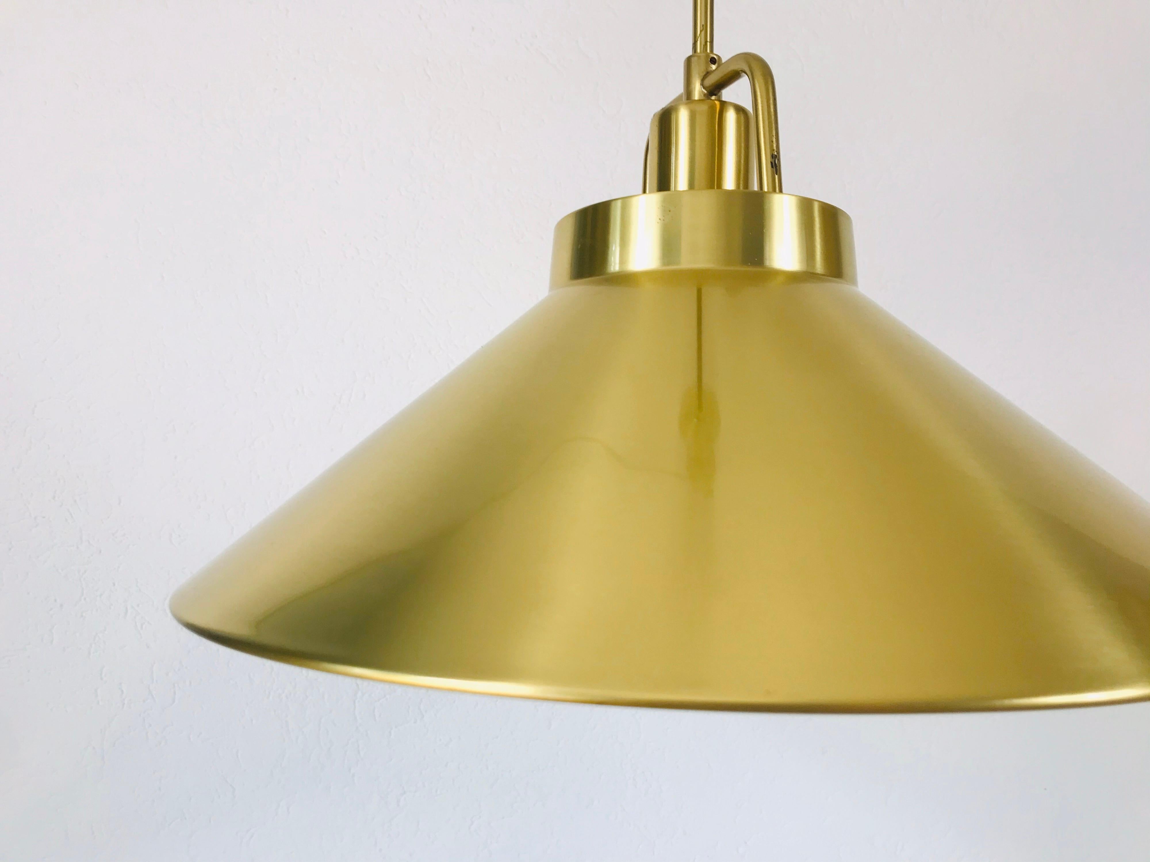 Golden Brass Pendant Lamp by Fritz Schlägel for Lyfa, 1970s 9