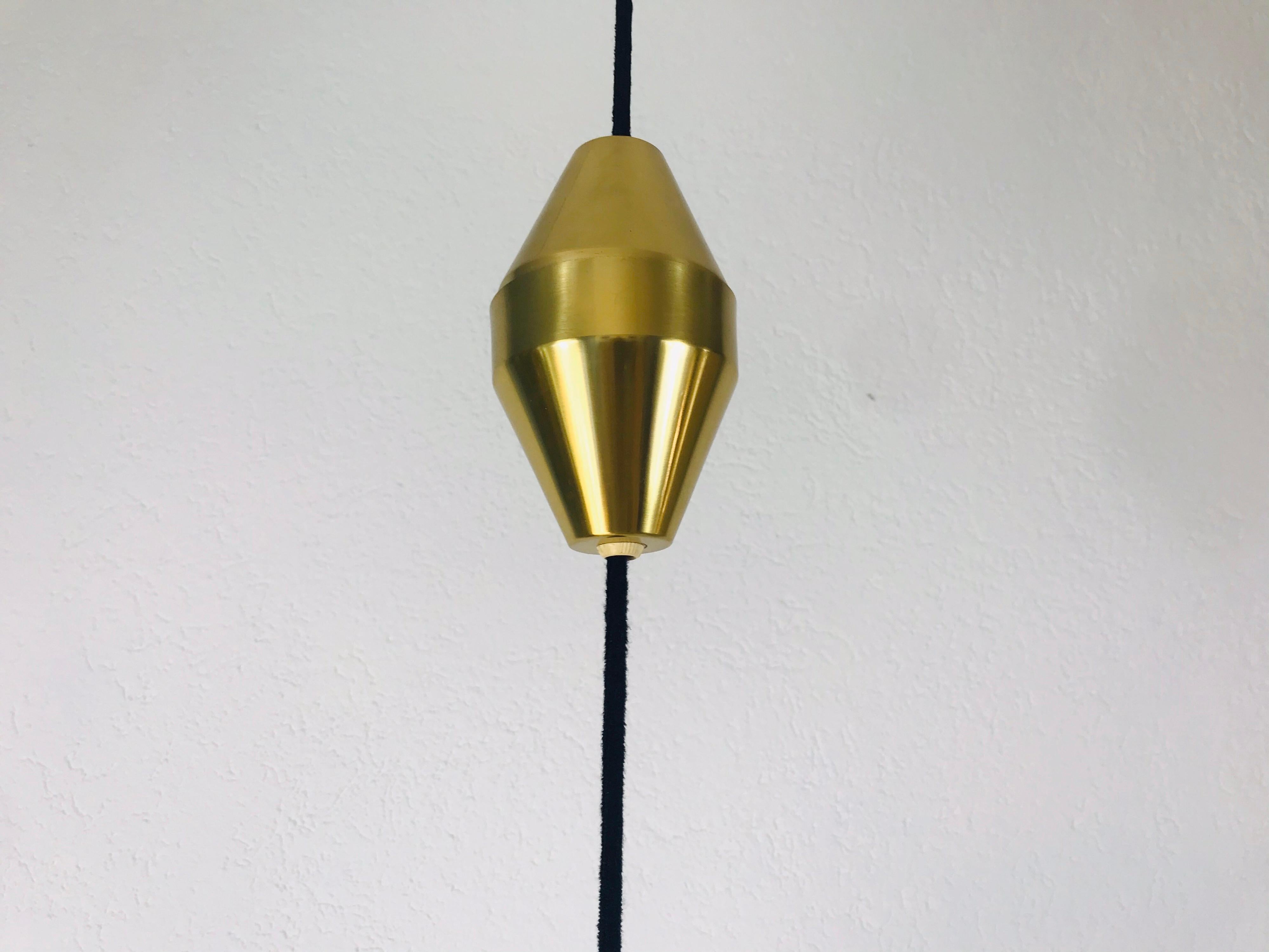 Golden Brass Pendant Lamp by Fritz Schlägel for Lyfa, 1970s 10