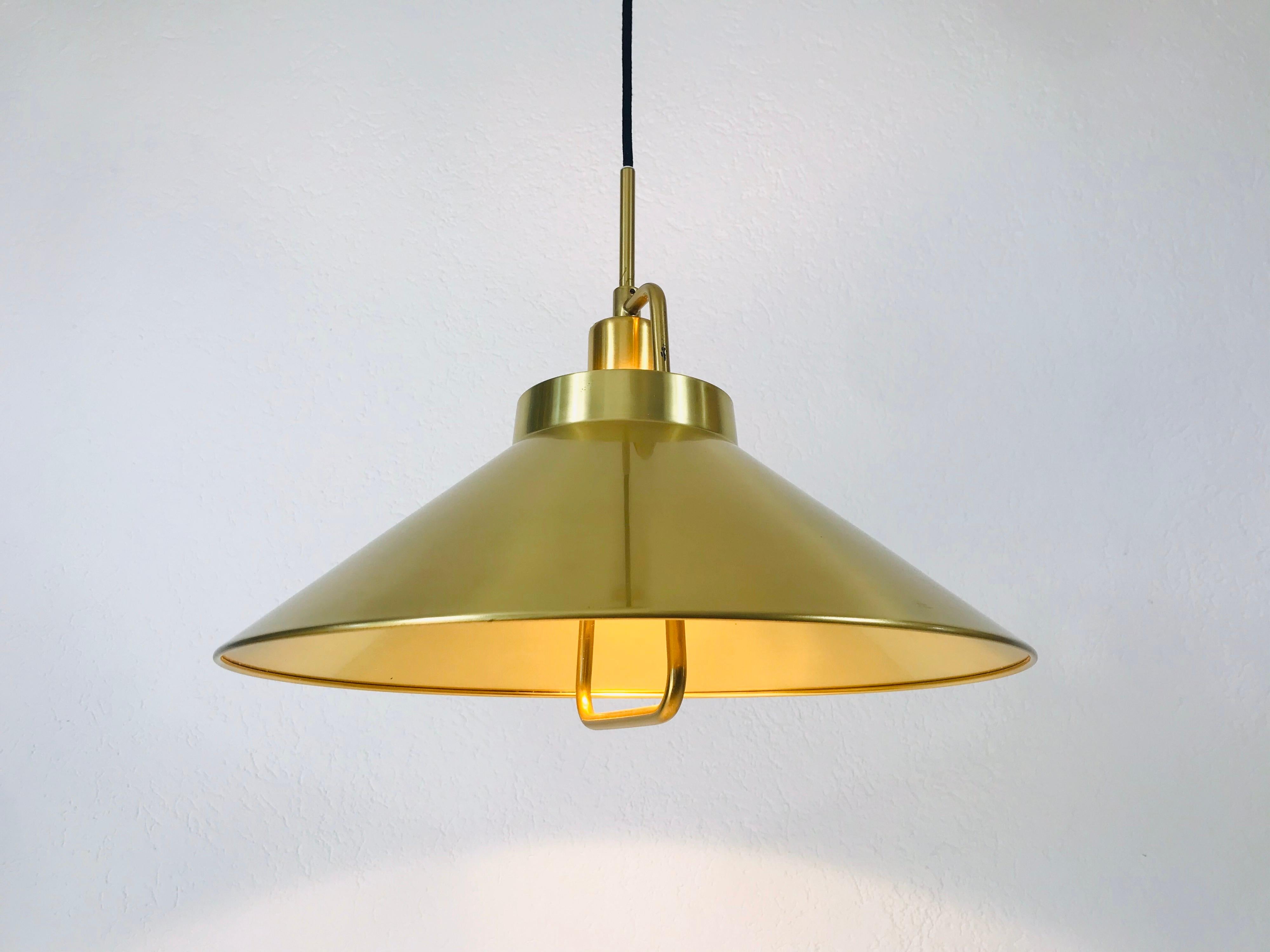Late 20th Century Golden Brass Pendant Lamp by Fritz Schlägel for Lyfa, 1970s