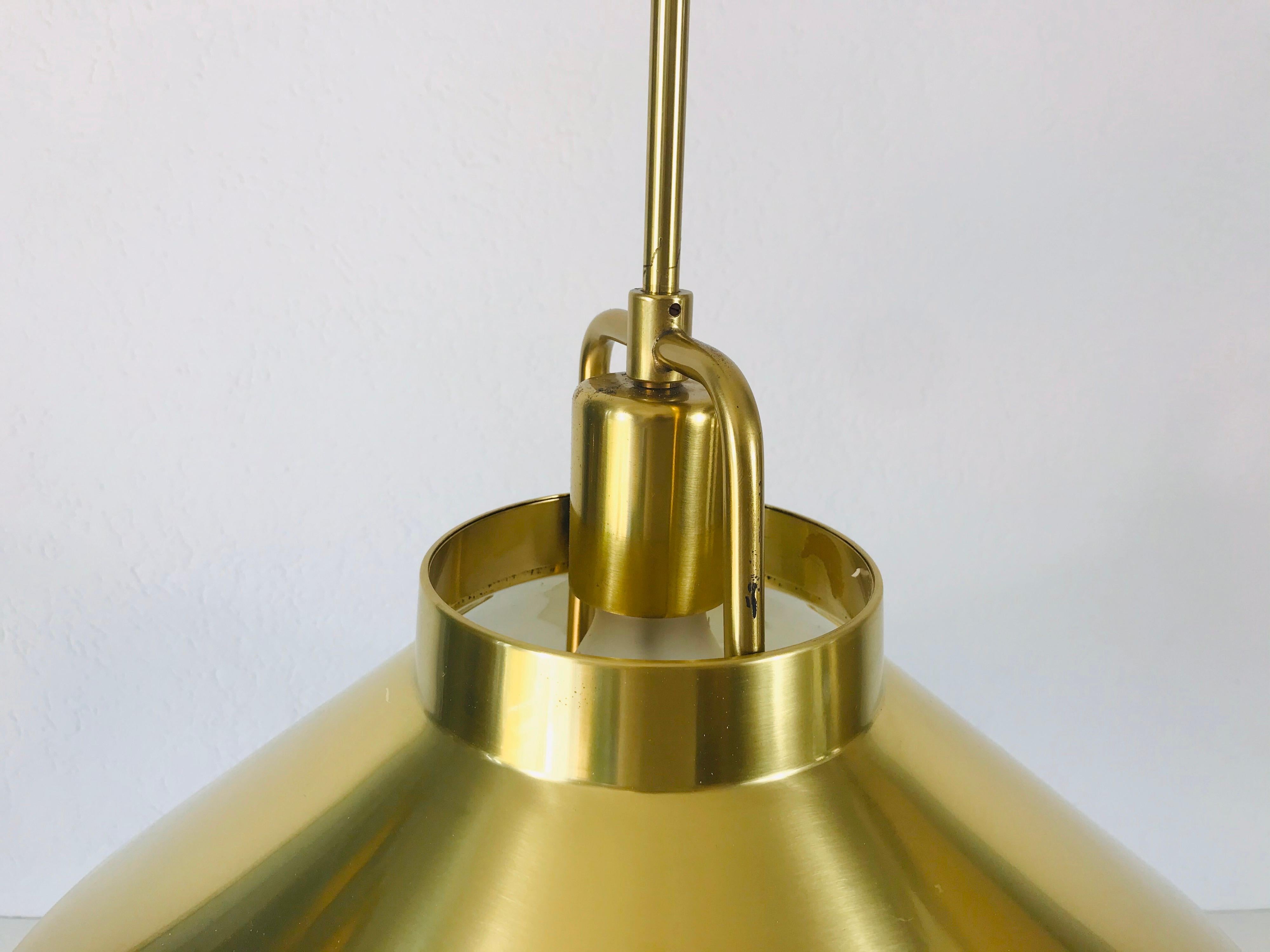 Aluminum Golden Brass Pendant Lamp by Fritz Schlägel for Lyfa, 1970s