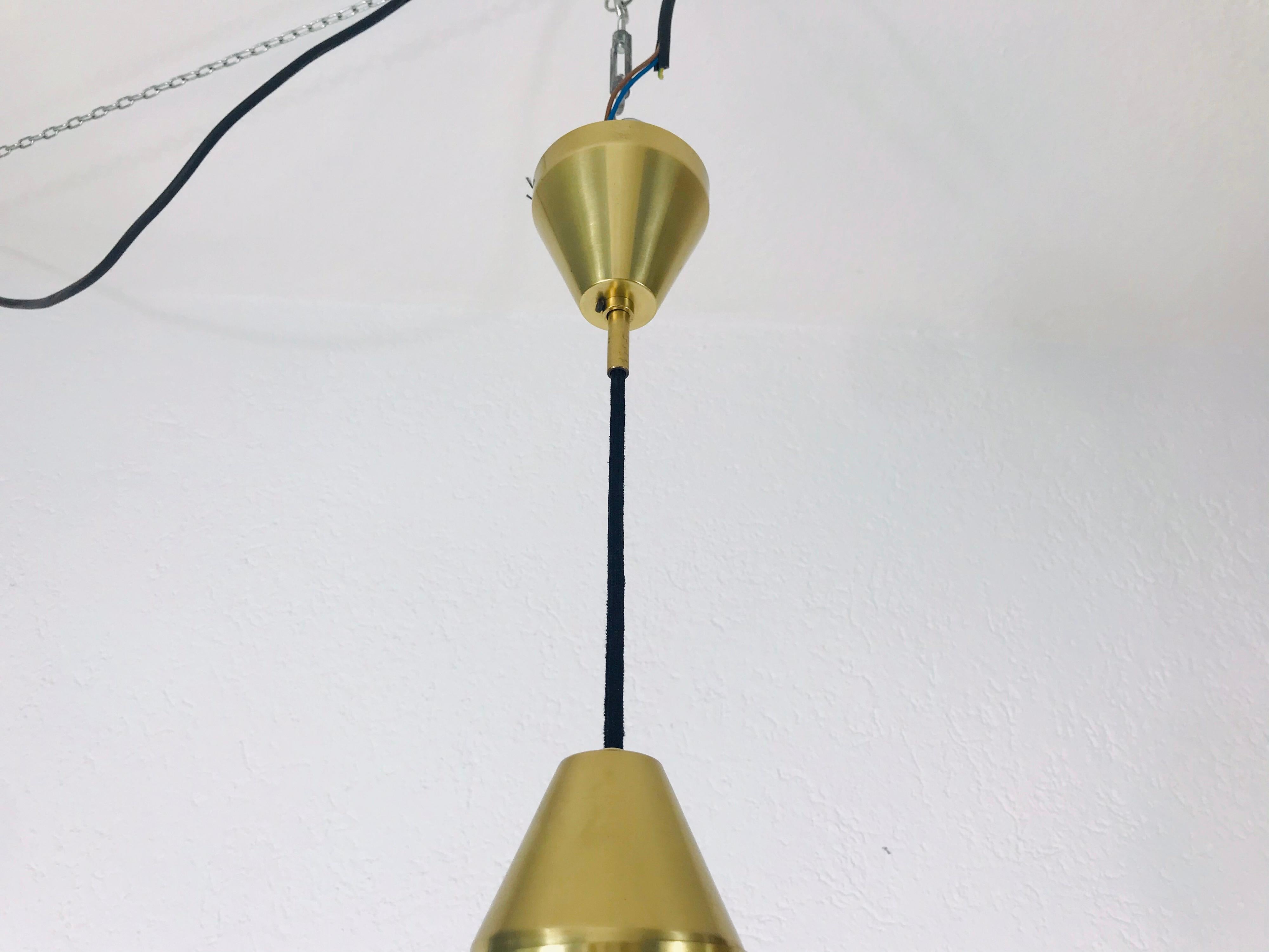 Golden Brass Pendant Lamp by Fritz Schlägel for Lyfa, 1970s 1