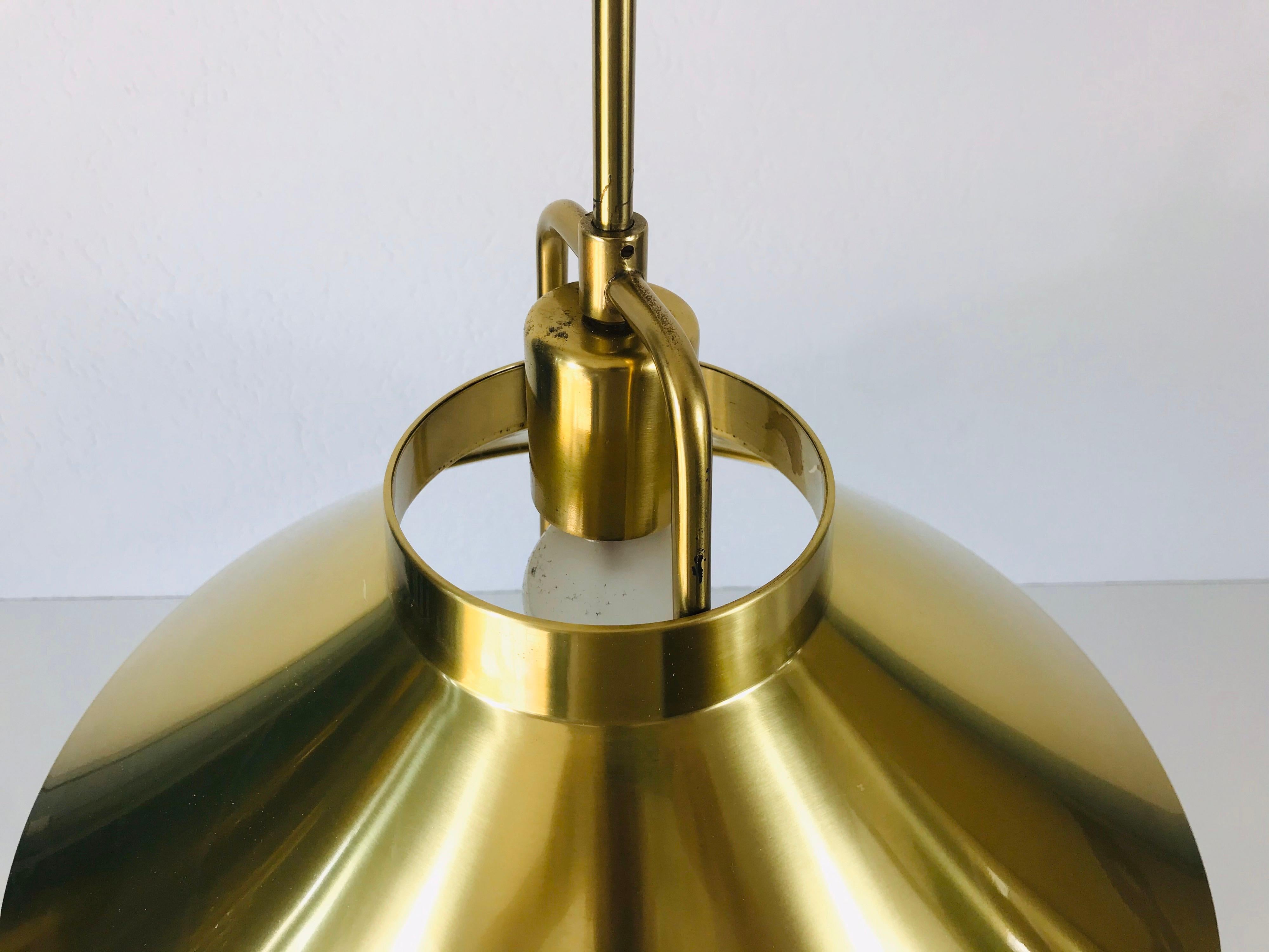 Golden Brass Pendant Lamp by Fritz Schlägel for Lyfa, 1970s 2