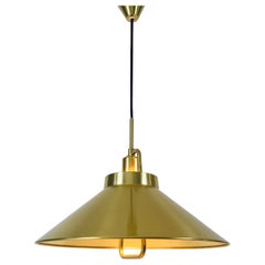 Golden Brass Pendant Lamp by Fritz Schlägel for Lyfa, 1970s