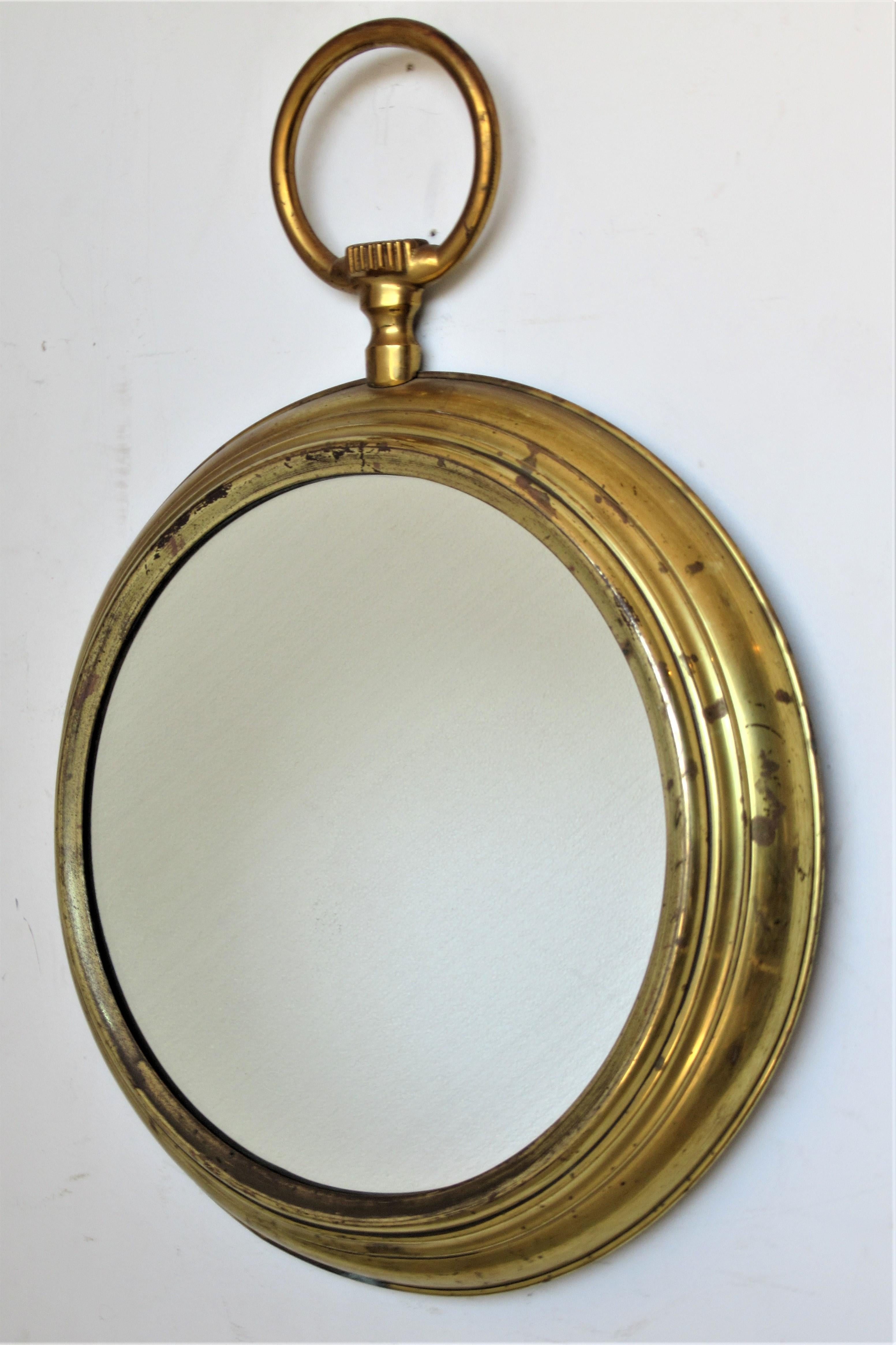 Brass Pocket Watch Wall Mirror in the Style of Piero Fornasetti 1