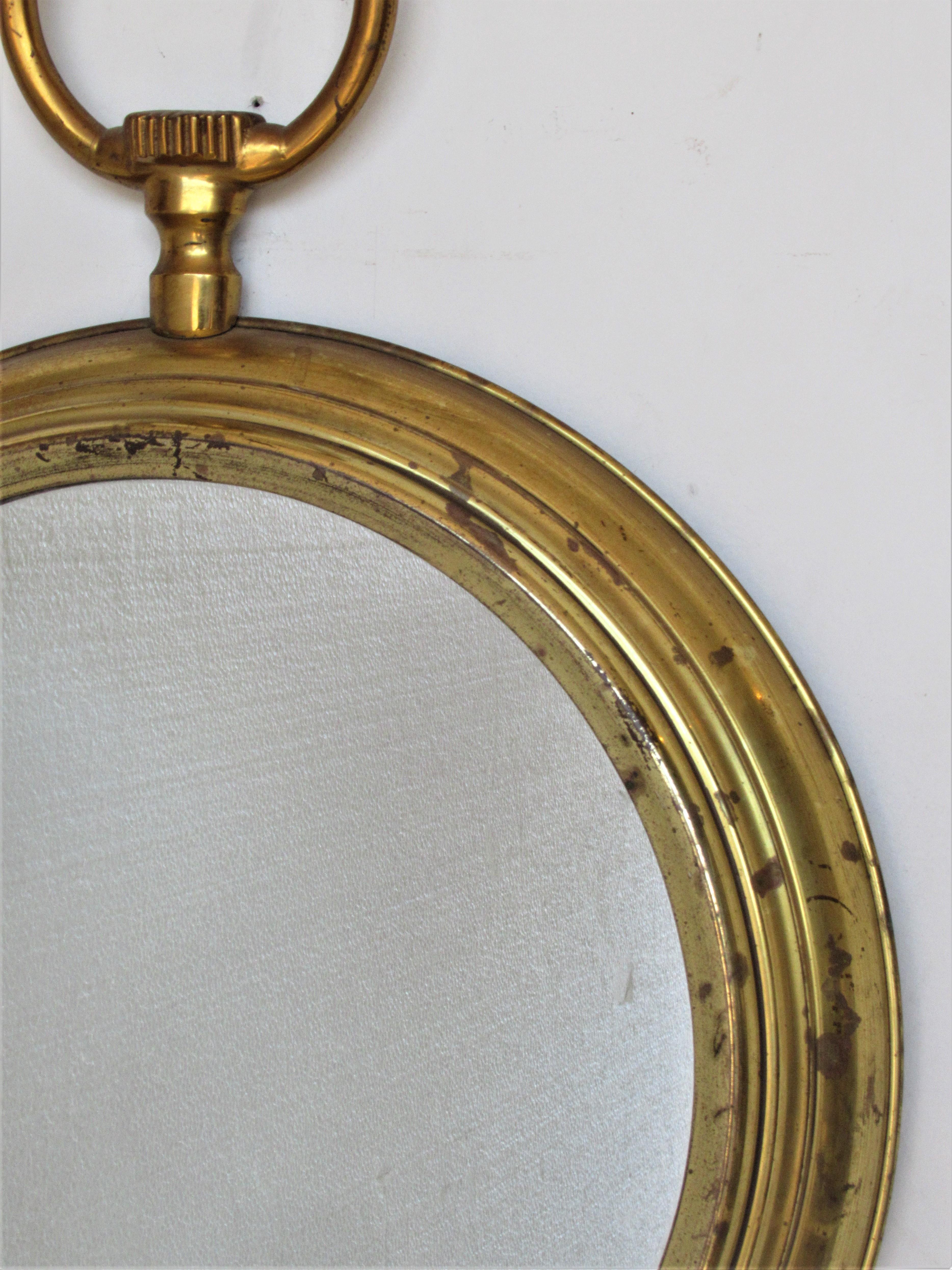 Brass Pocket Watch Wall Mirror in the Style of Piero Fornasetti 2