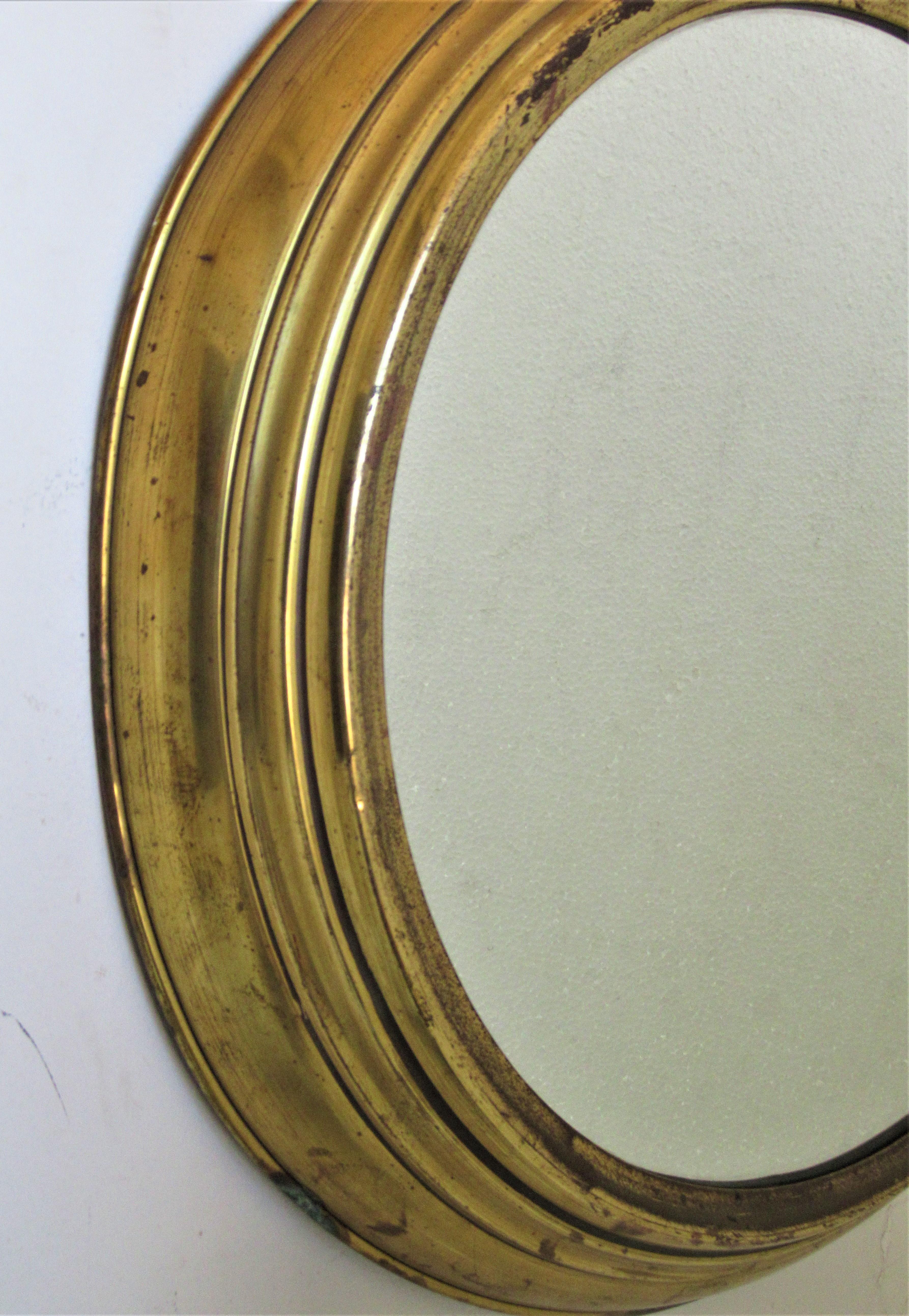 20th Century Brass Pocket Watch Wall Mirror in the Style of Piero Fornasetti