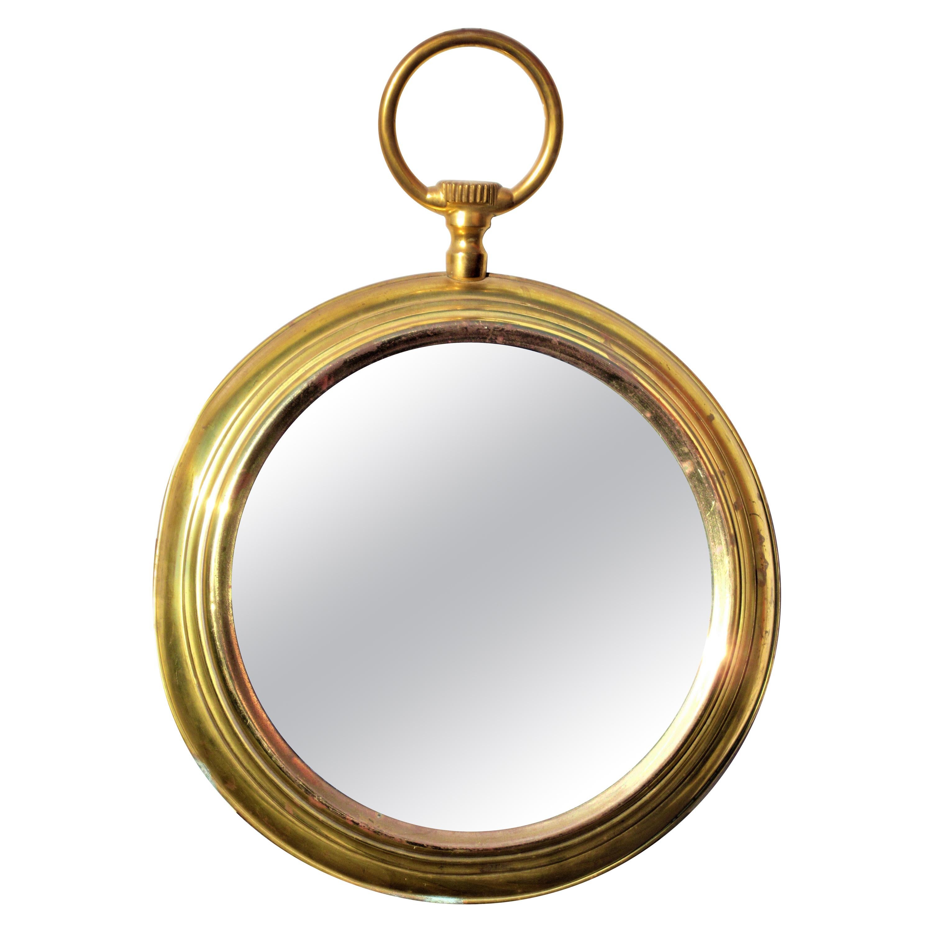 Brass Pocket Watch Wall Mirror in the Style of Piero Fornasetti