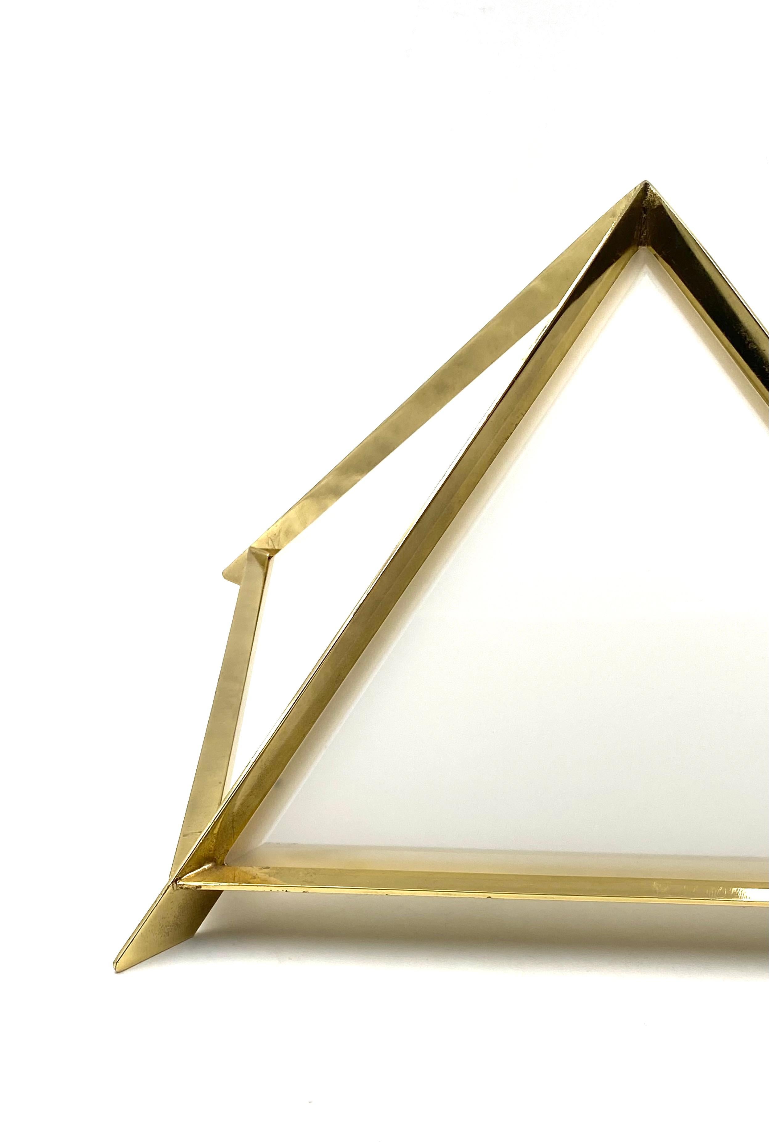 Golden Brass Pyramidal Table Lamp, Christos, Italy, 1970 For Sale 10