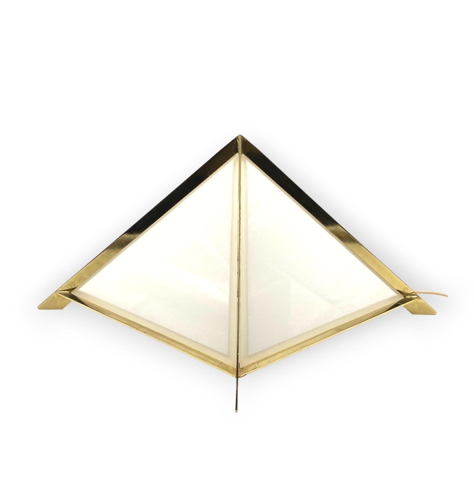 Golden Brass Pyramidal Table Lamp, Christos, Italy, 1970 For Sale 11