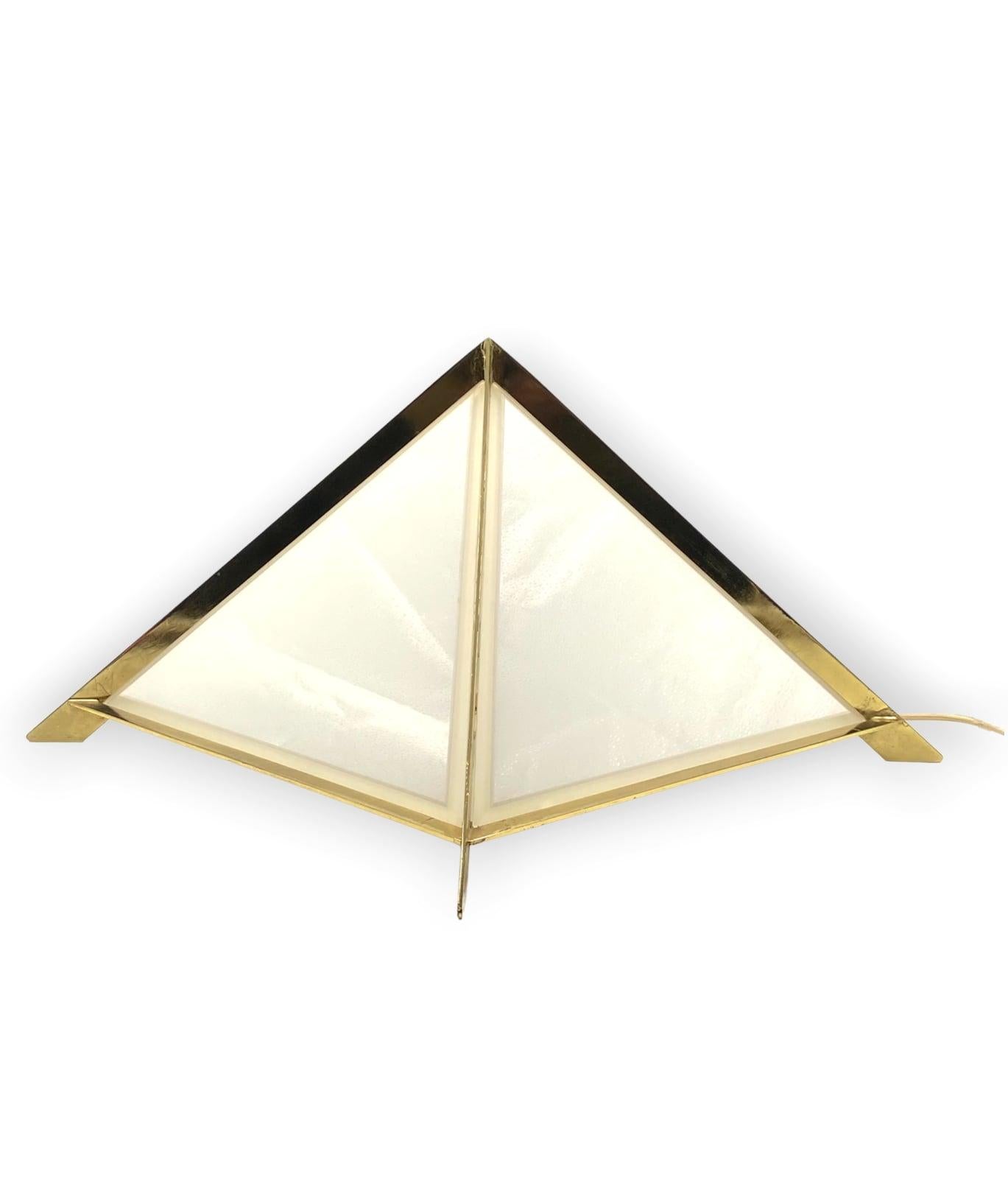 Golden Brass Pyramidal Table Lamp, Christos, Italy, 1970 For Sale 12