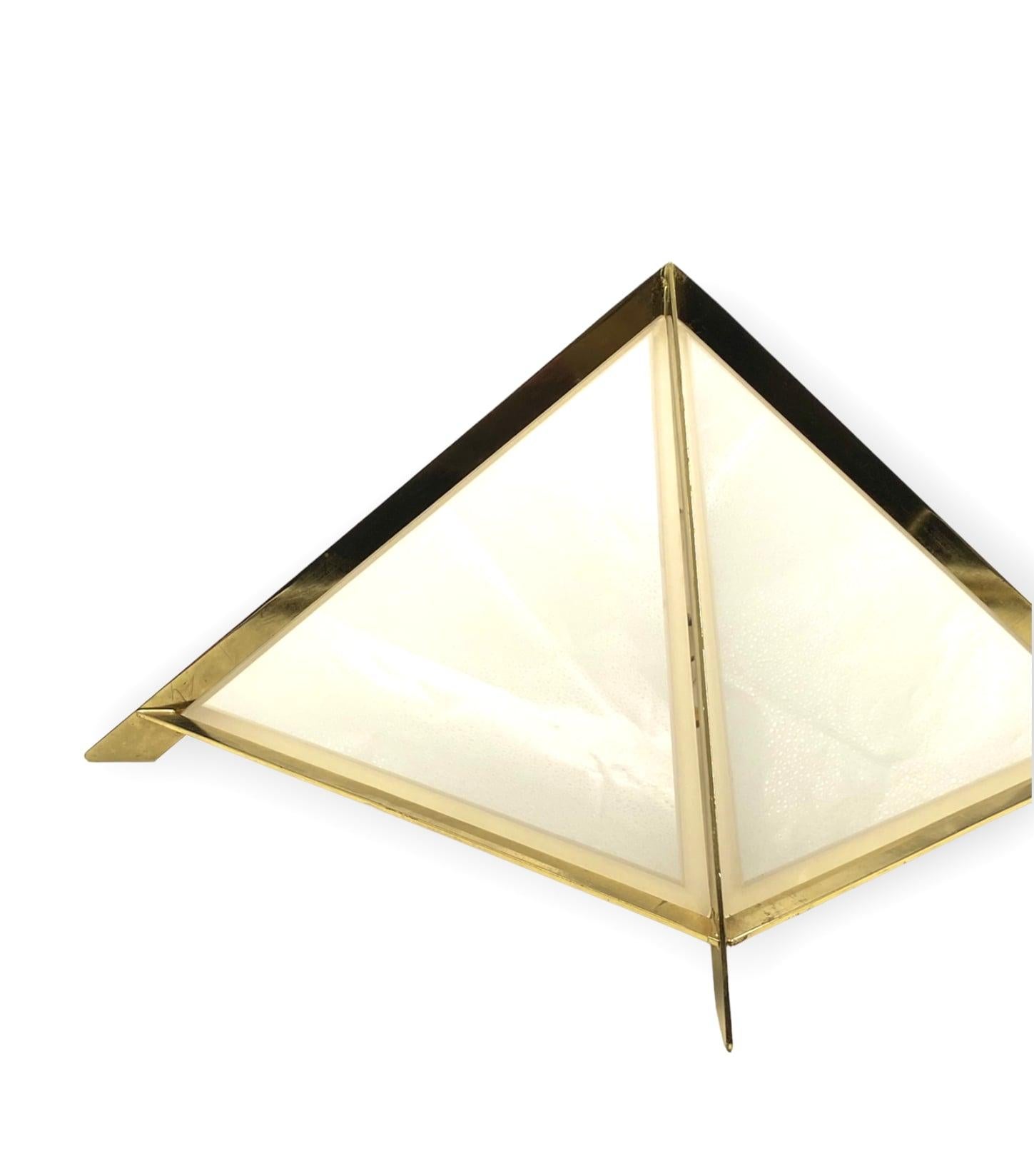 Golden Brass Pyramidal Table Lamp, Christos, Italy, 1970 For Sale 13
