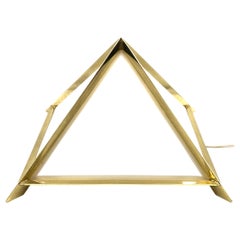 Vintage Golden Brass Pyramidal Table Lamp, Christos, Italy, 1970