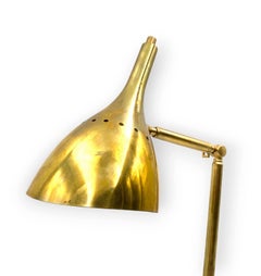 Golden Brass Table / Desk Lamp with Carrara Marble Base, Italy, circa 1980